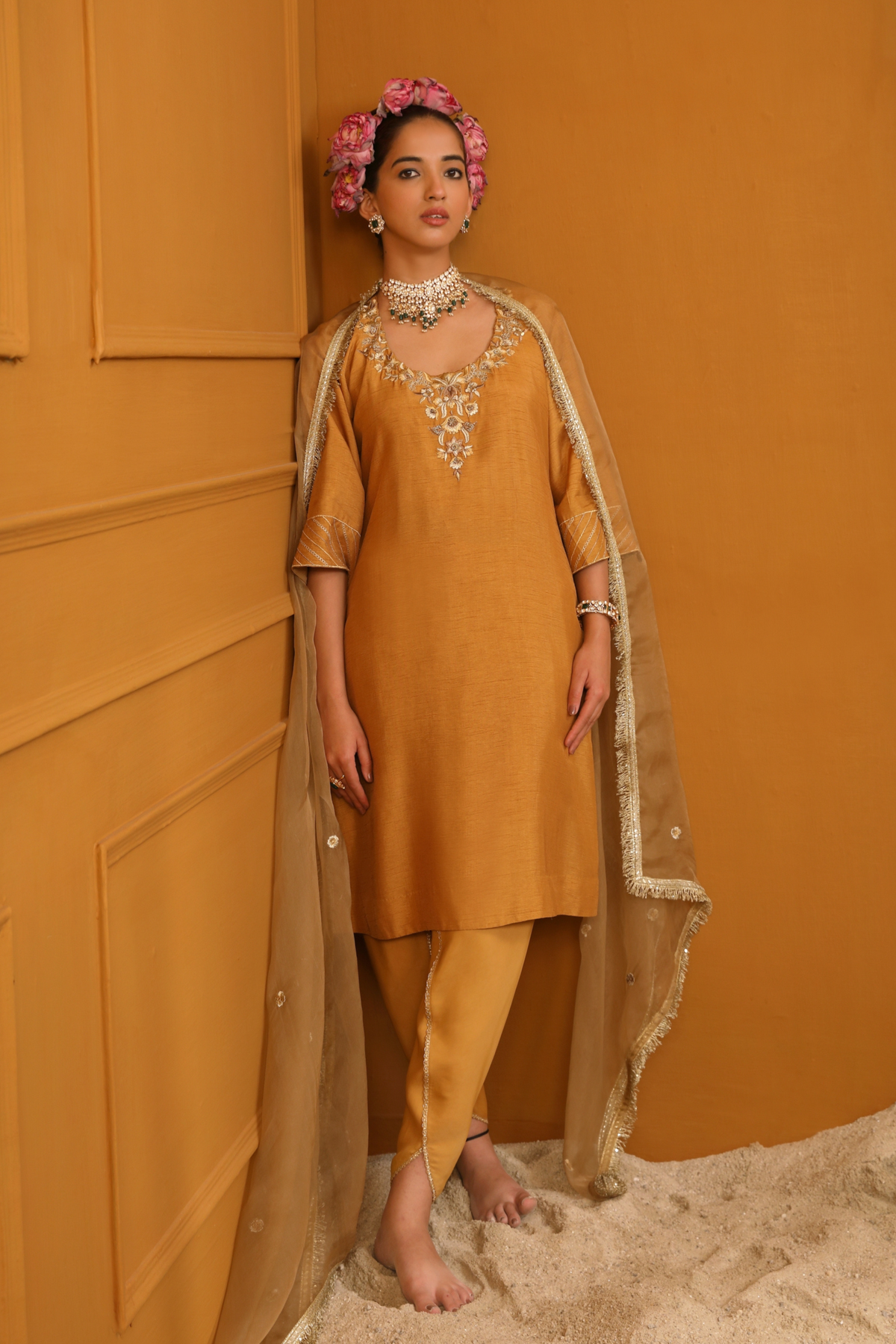 Shabana Gold Kurta Set