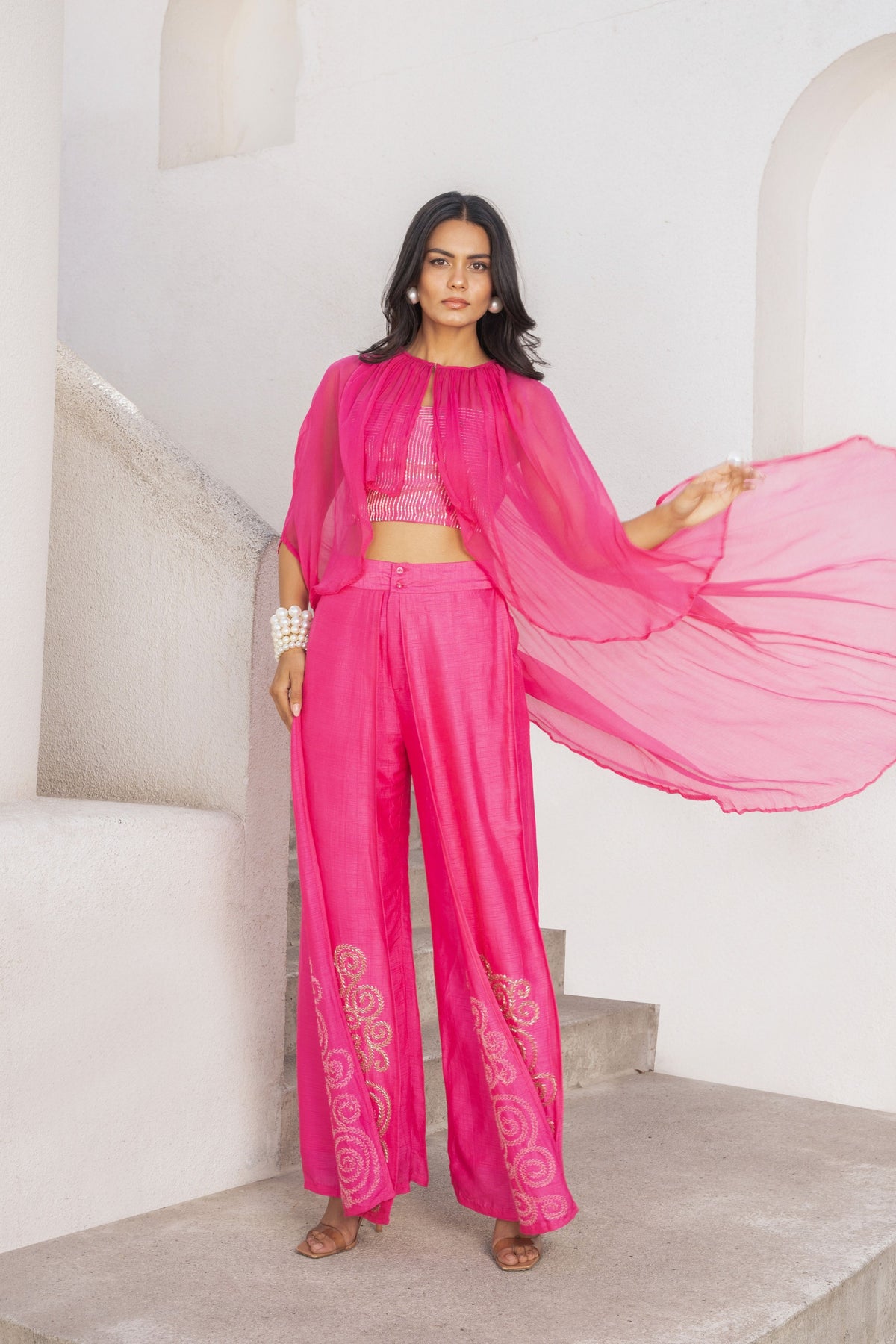 Hot Pink Bandee Cape with Top &amp; Pant