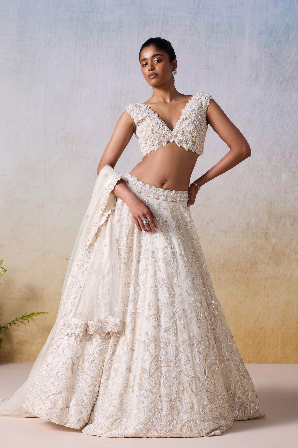 White Smoke Lehenga