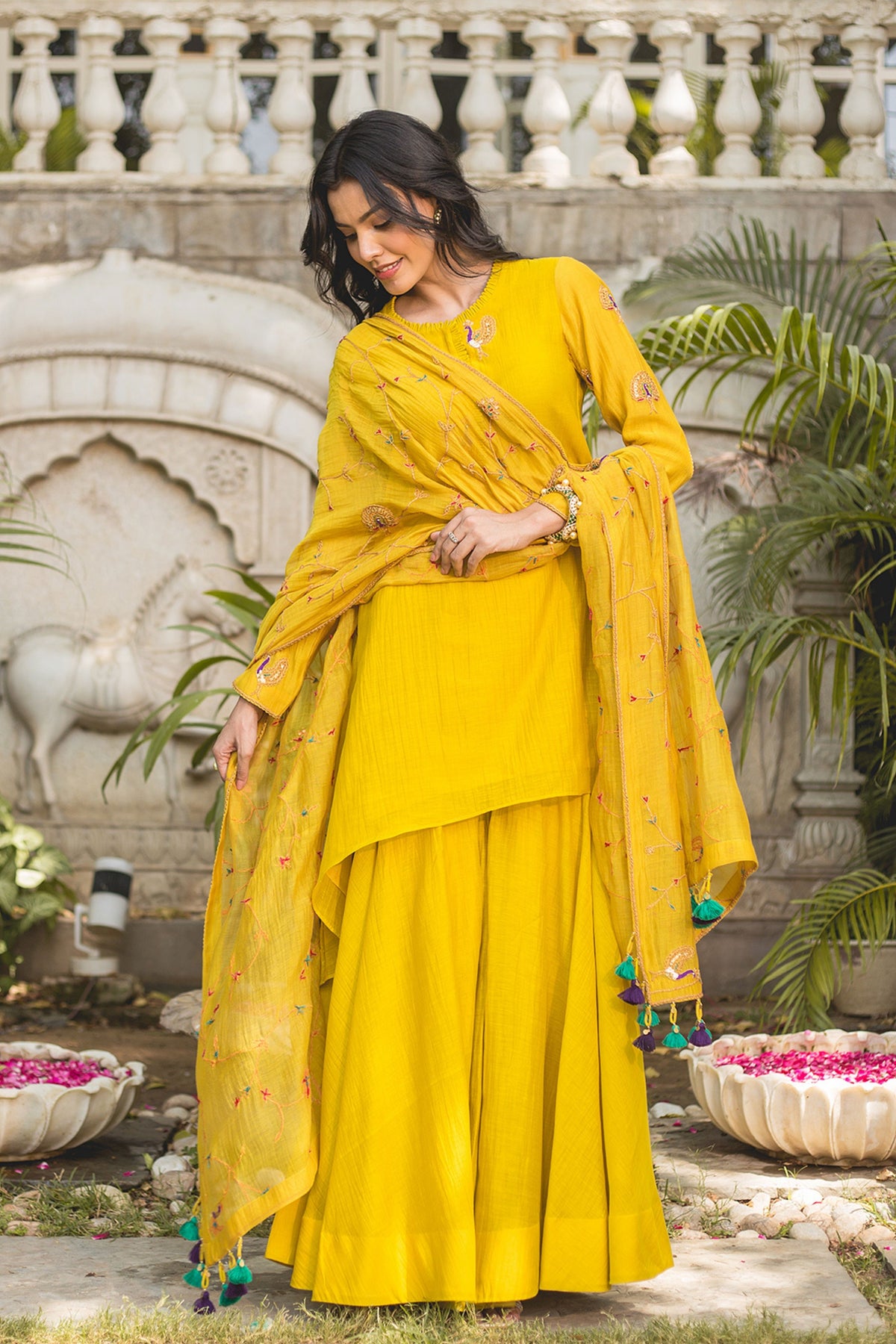 Lime Yellow Sharara Set