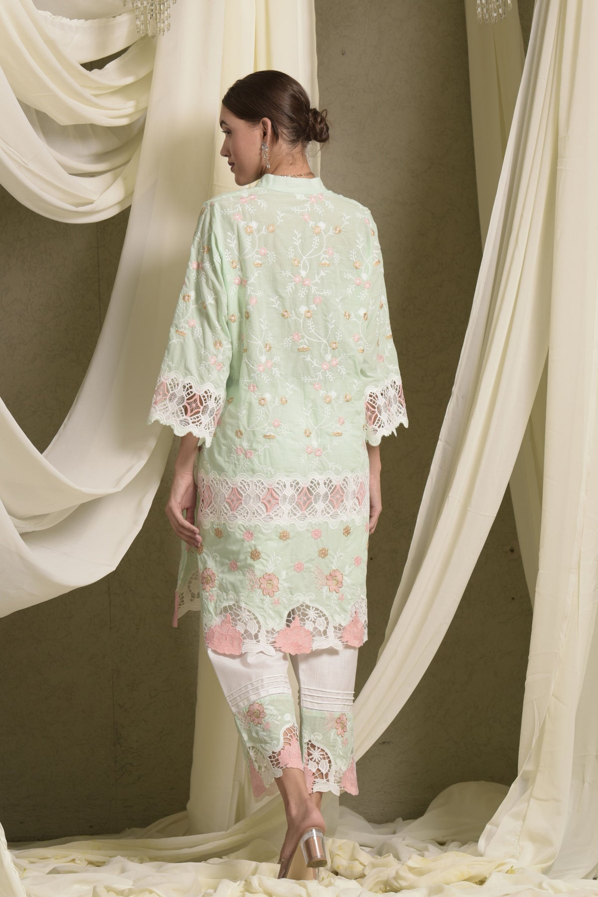 Myra Mesh Floral Lace Kurta Set