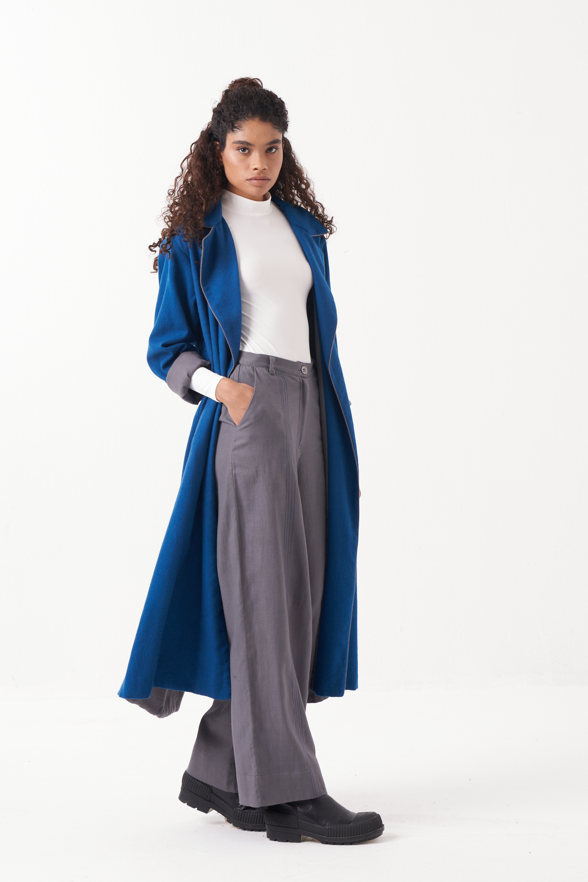 Notch Collar Wool Trench Jacket