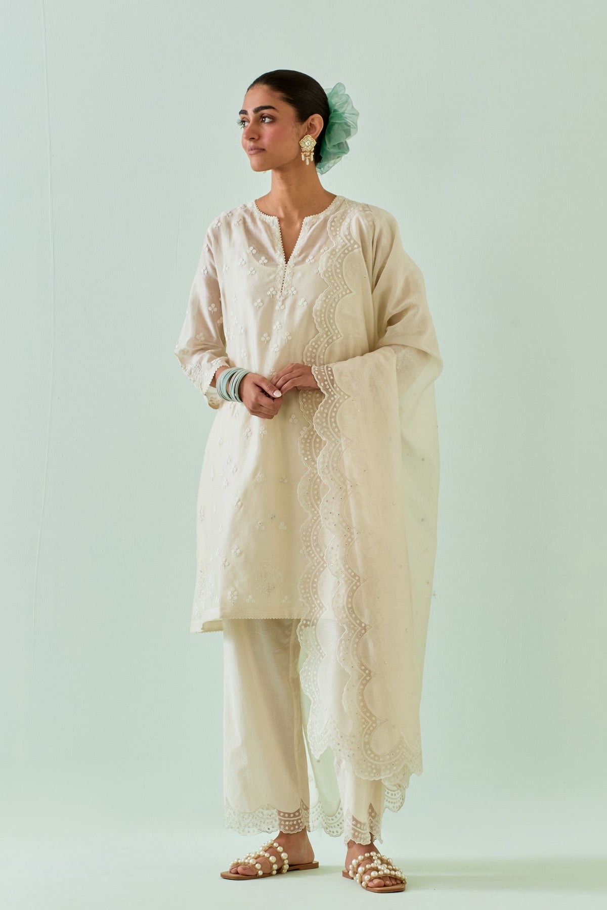 Off White Kalidar Kurta Set