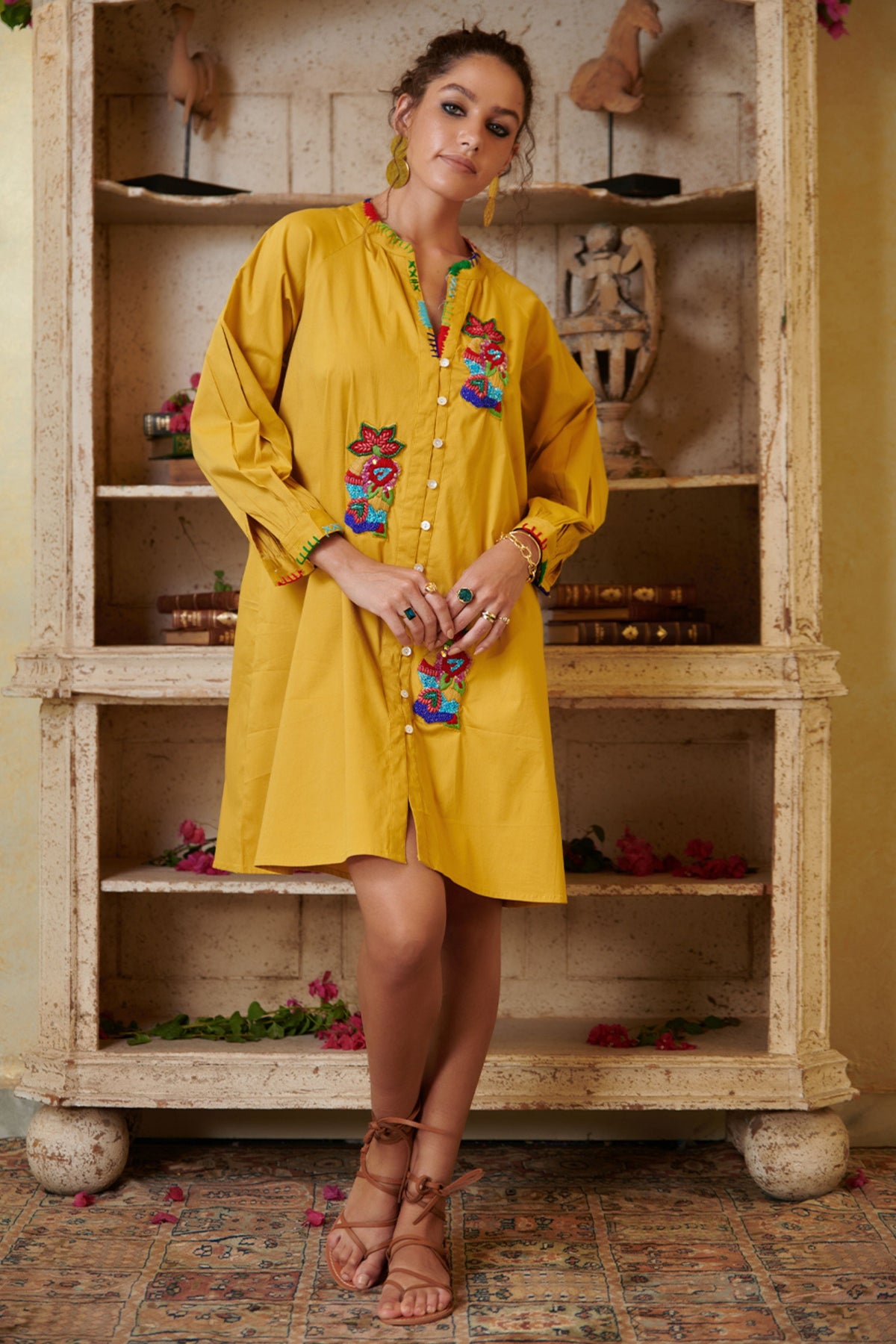 Poplin Mustard Shirt Dress