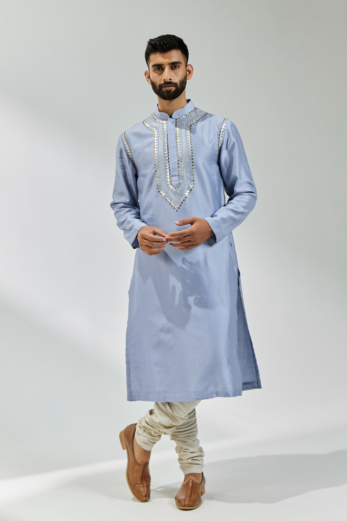 Hyacinth Blue Embroidered Kurta Sets