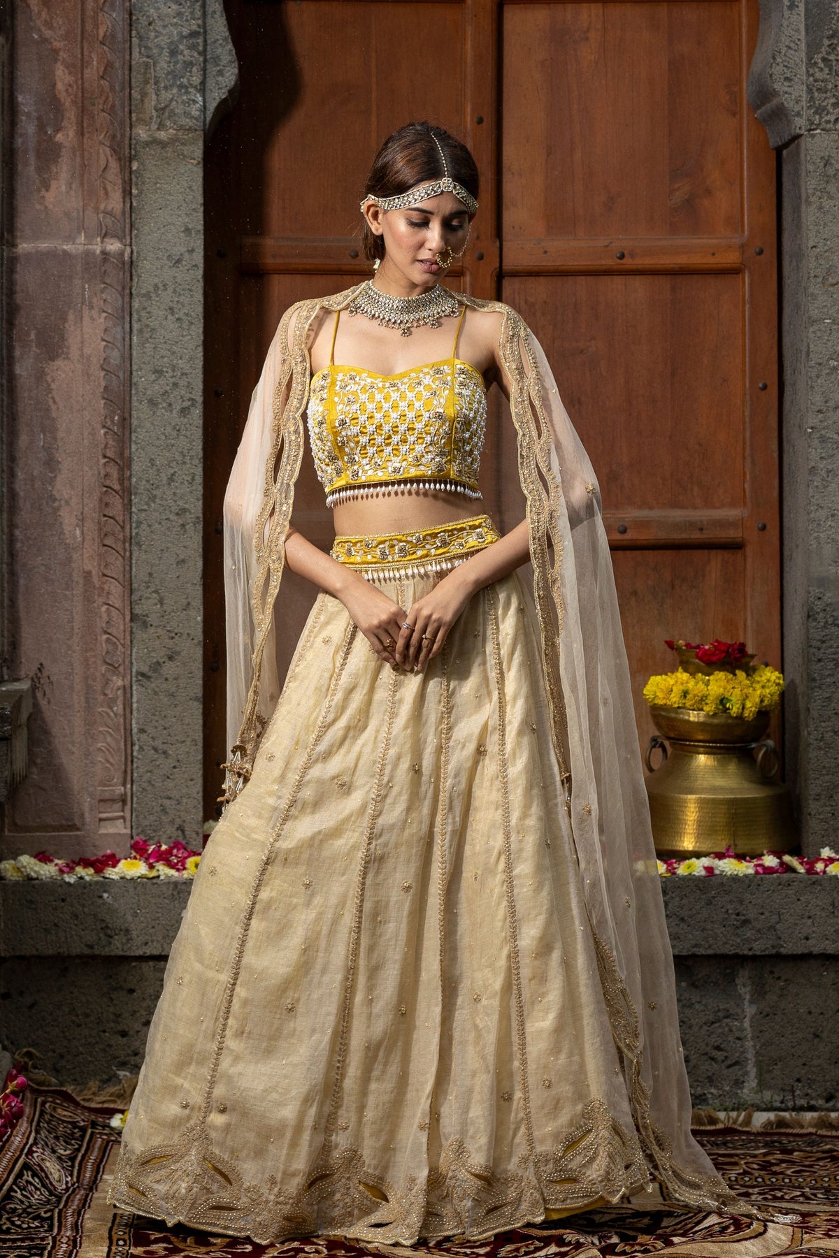 Beige Lehenga Set