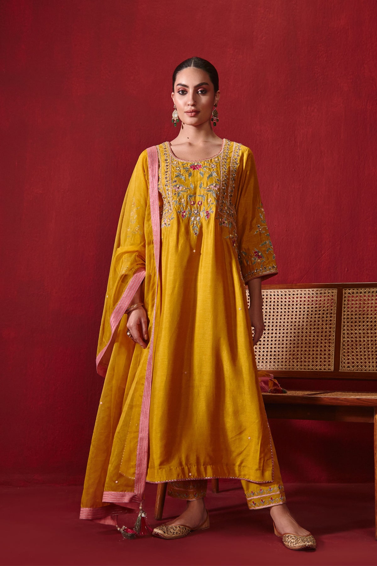 Mustard Preeti Kurta Set