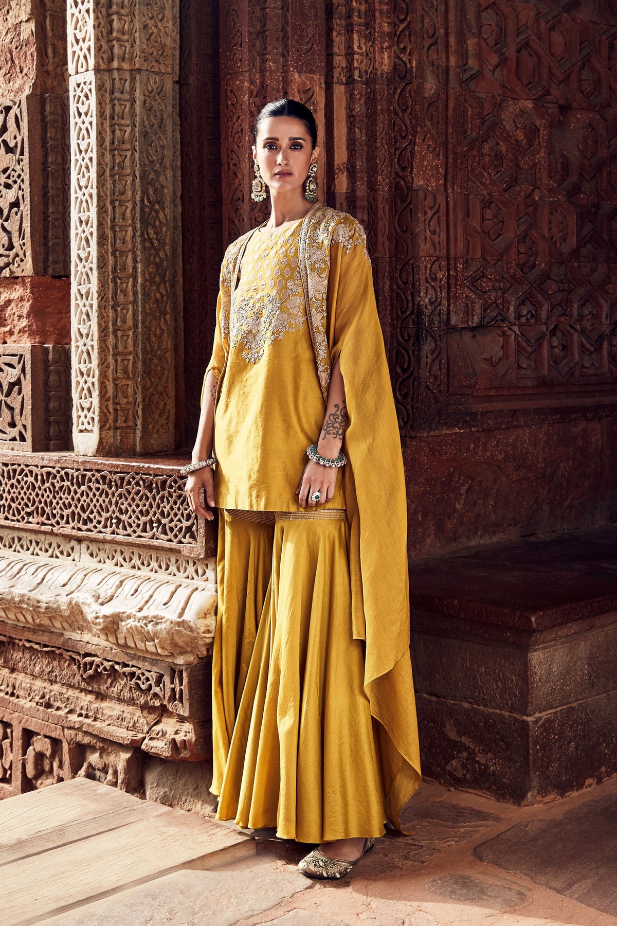 Turmeric Cape with Kurta Set