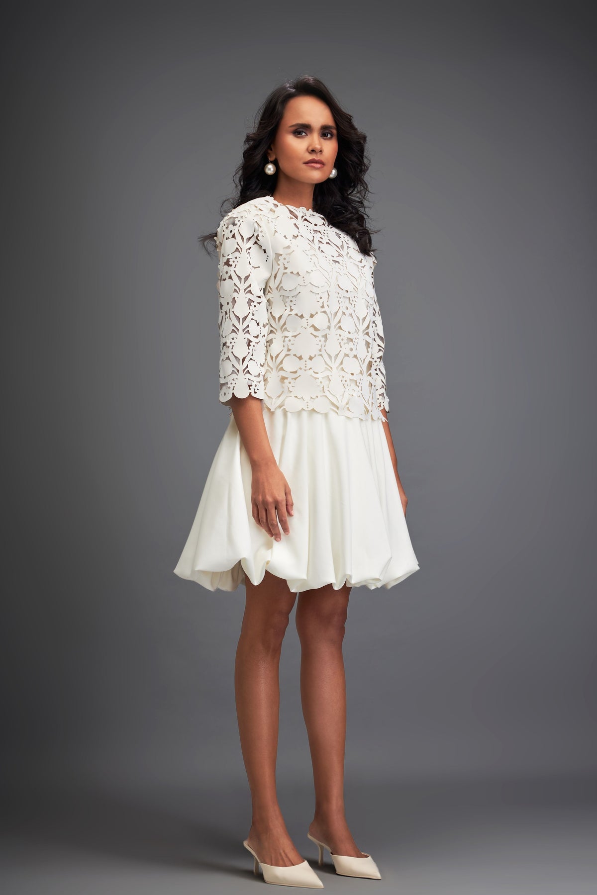 White Velvet Bubble Dress