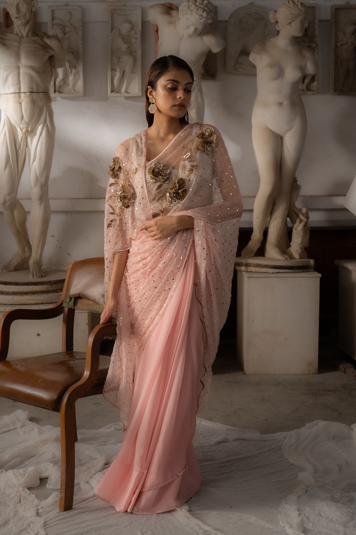 Lden Vile Mellow Pink Saree