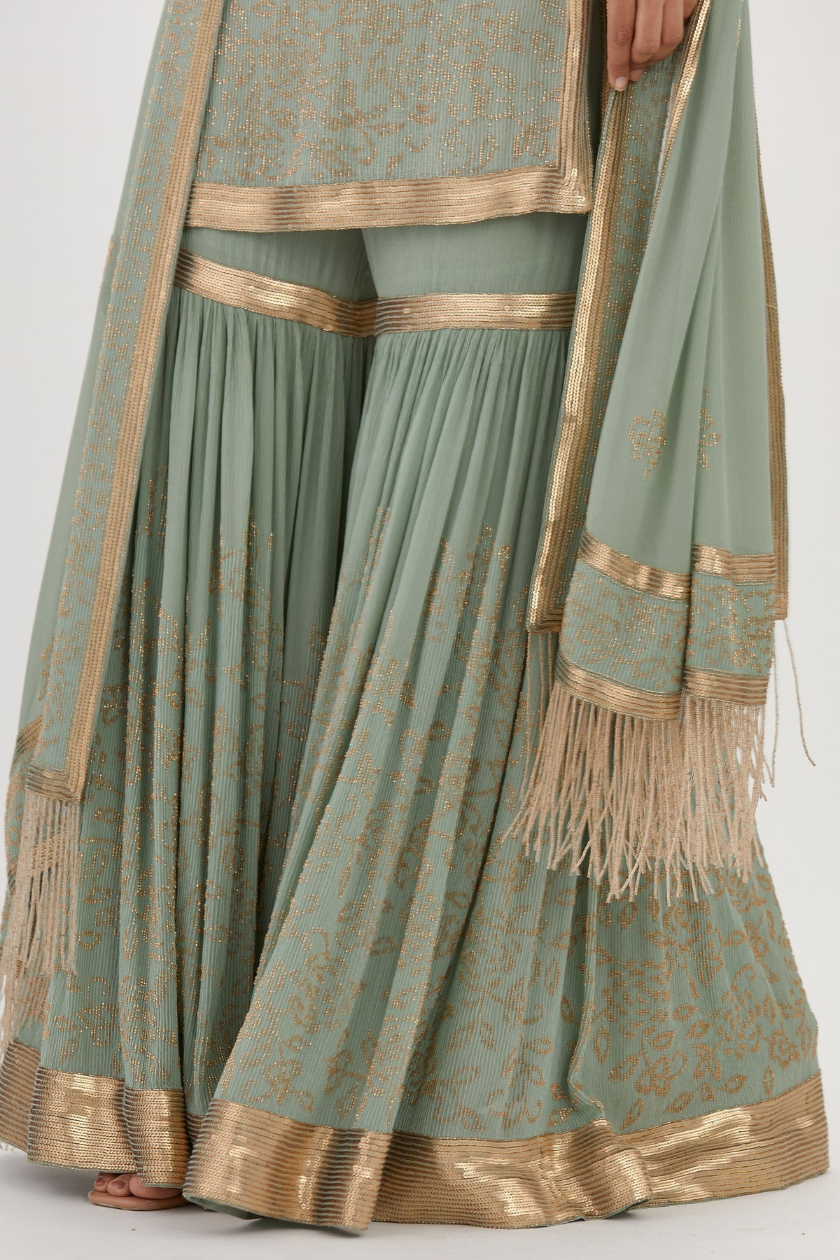 Sea Green Cutdana Sharara Set