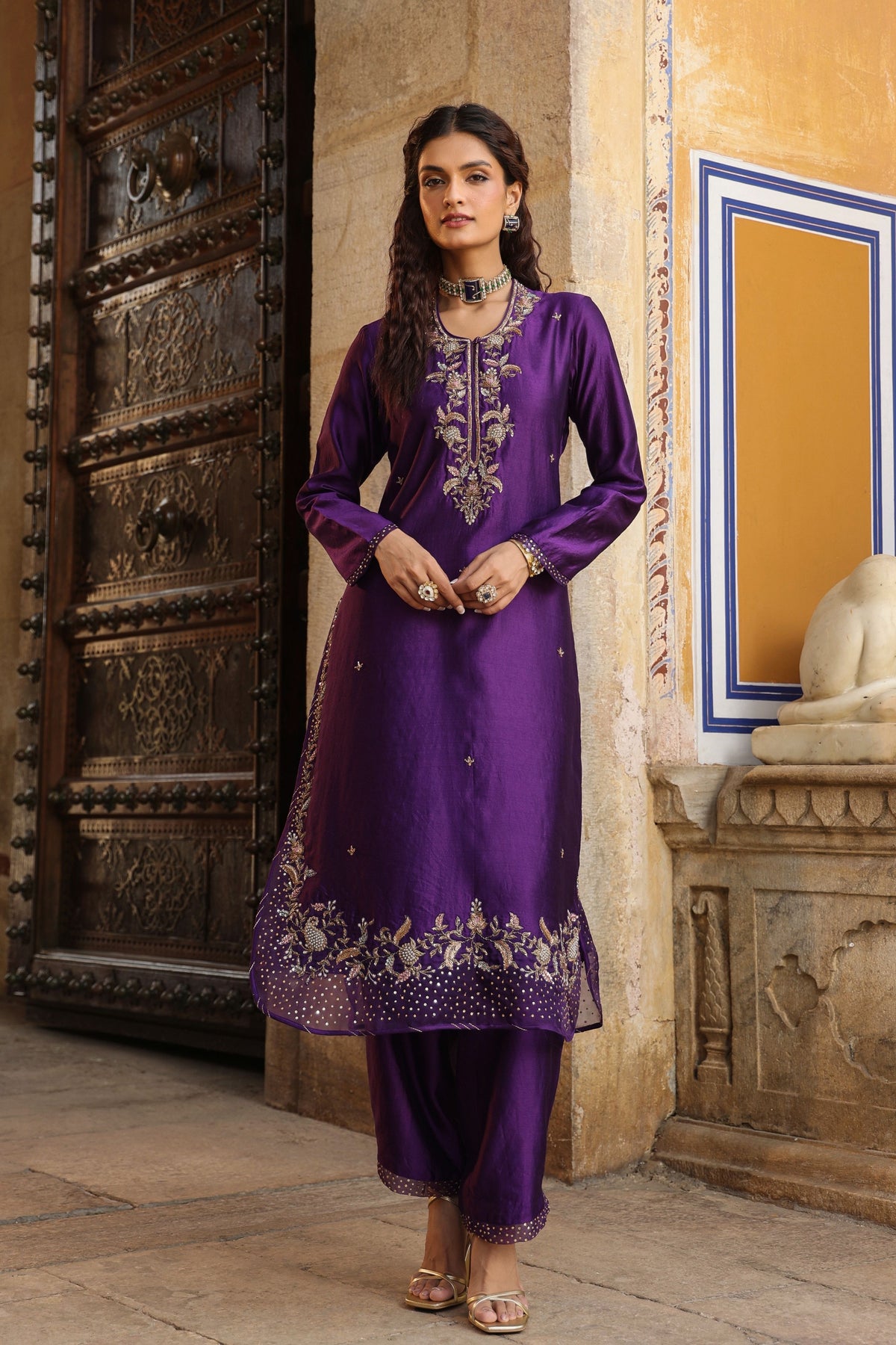 Heavy Long Purple Kurta Set