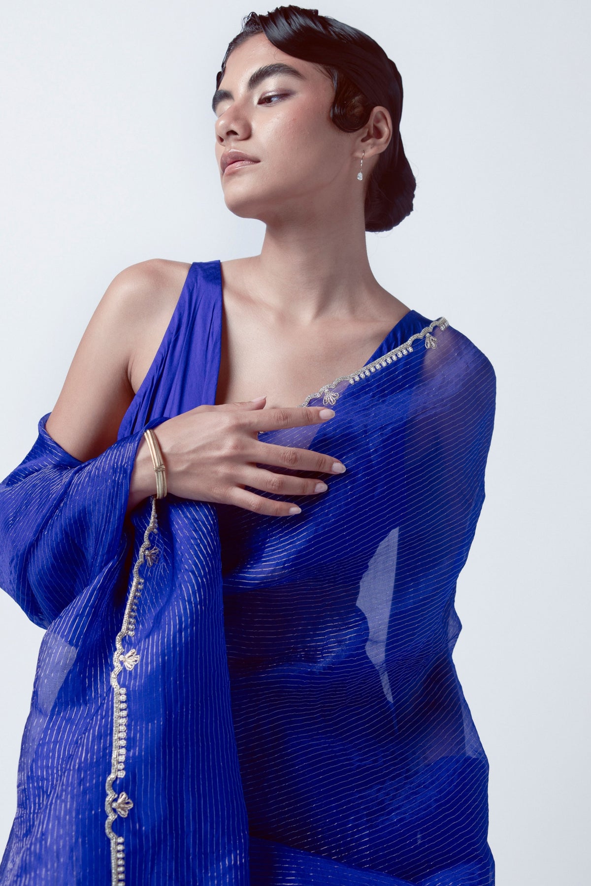 Handwoven Electric Blue Organza Saree