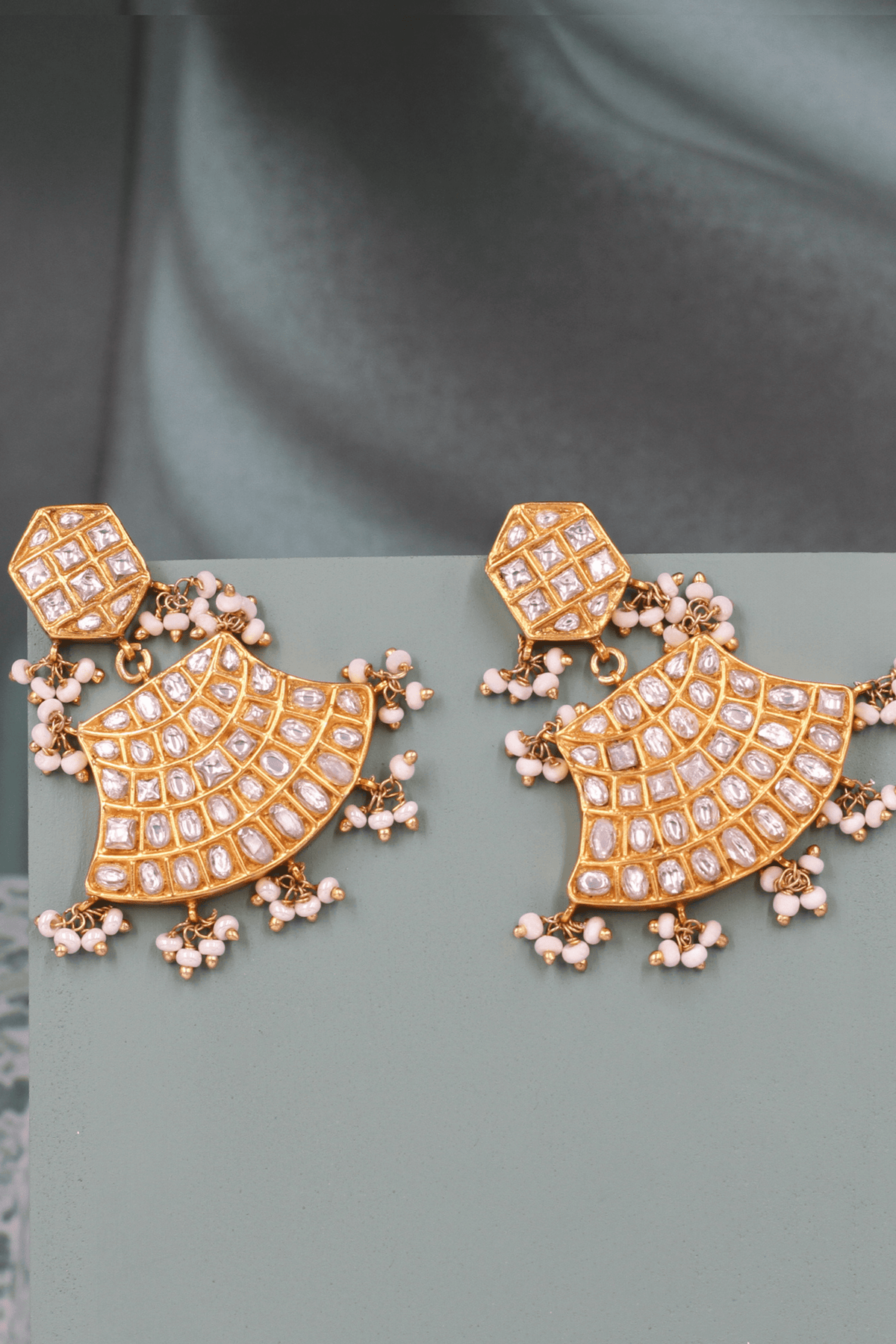 Radiant Gold Kundan Studded Earrings.