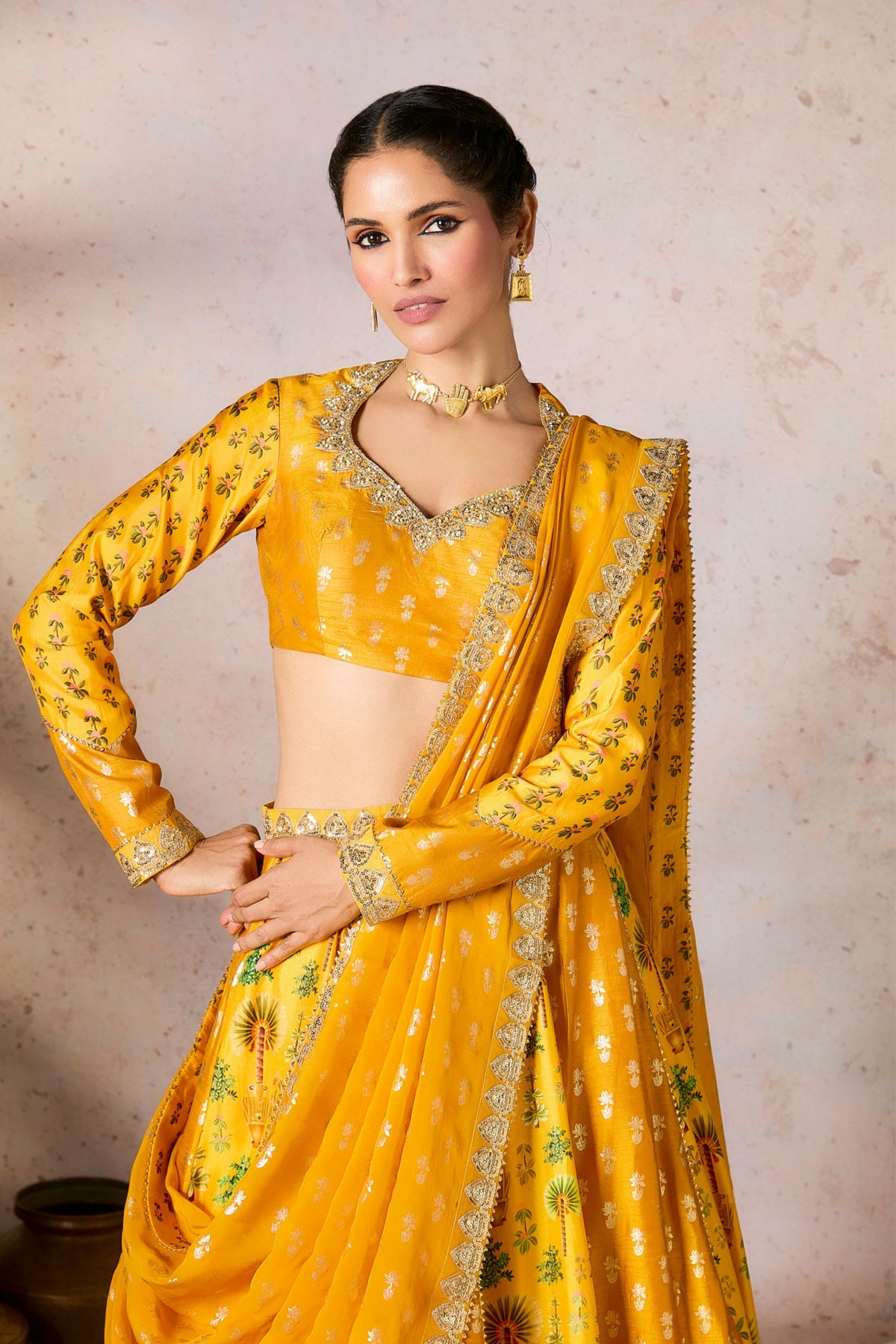 Yellow Nomadic Tribe Lehenga Set