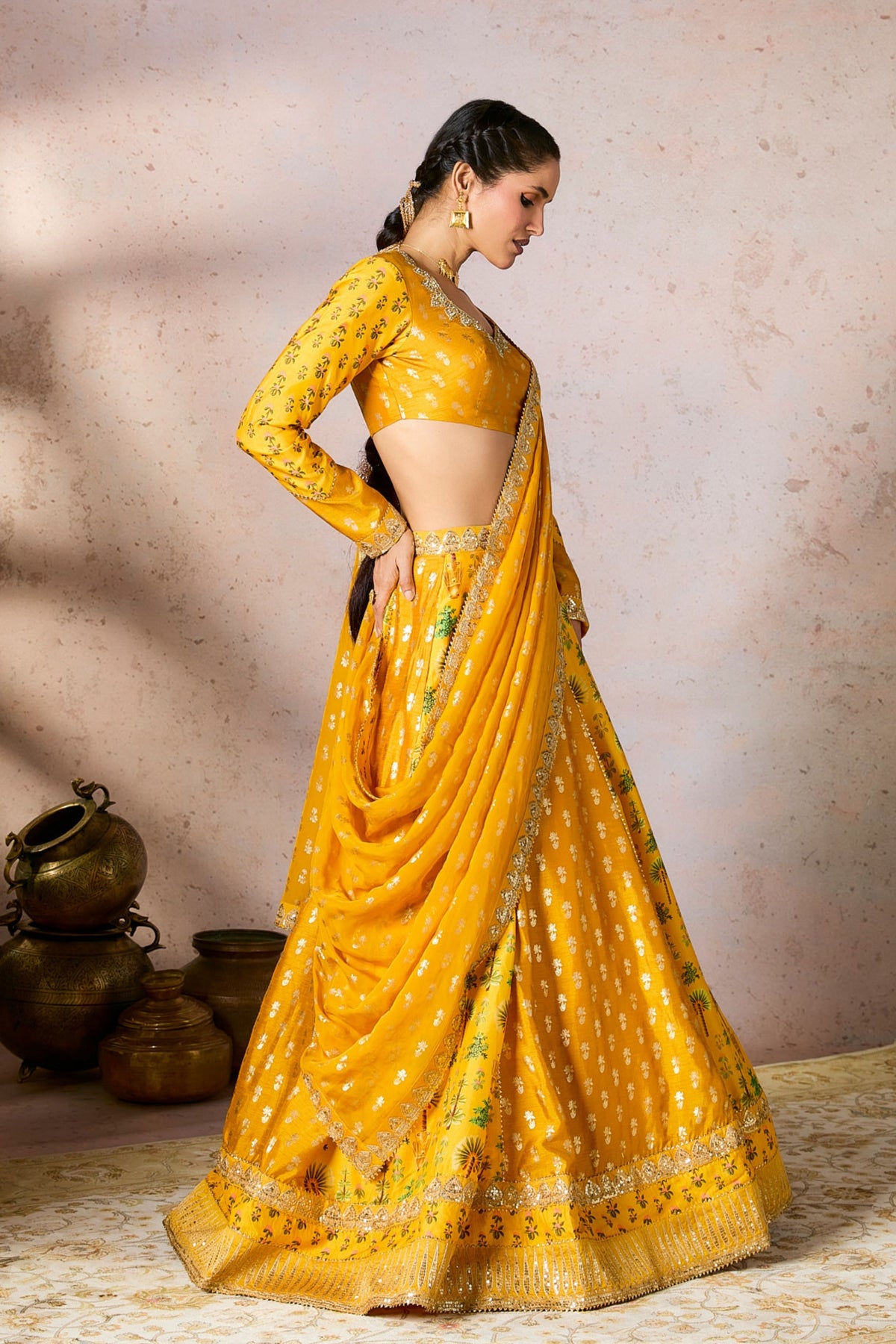 Yellow Nomadic Tribe Lehenga Set