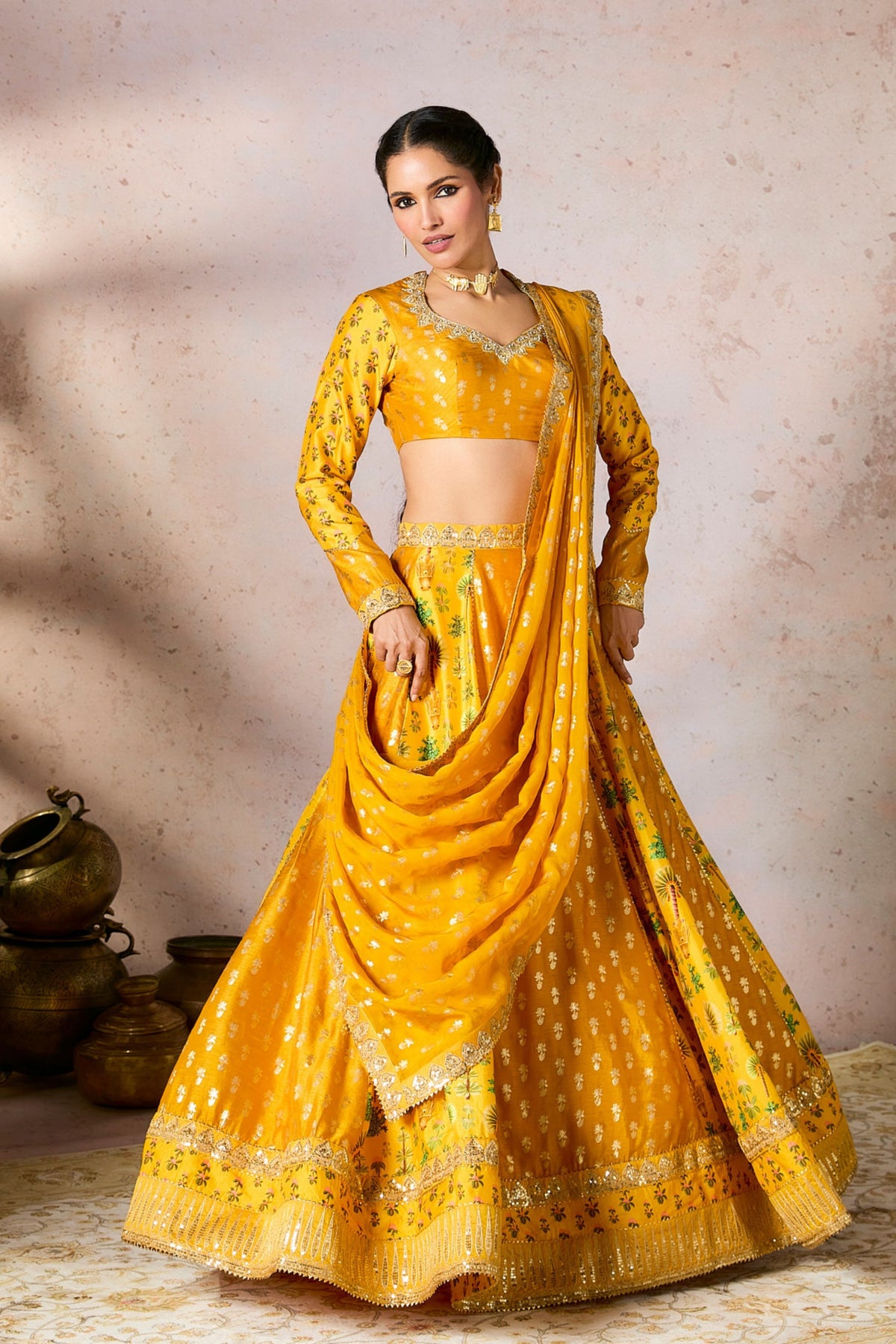 Yellow Nomadic Tribe Lehenga Set