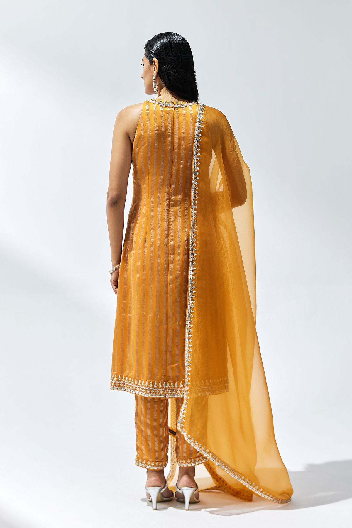 Burnt Orange Embroidered Kurta Set