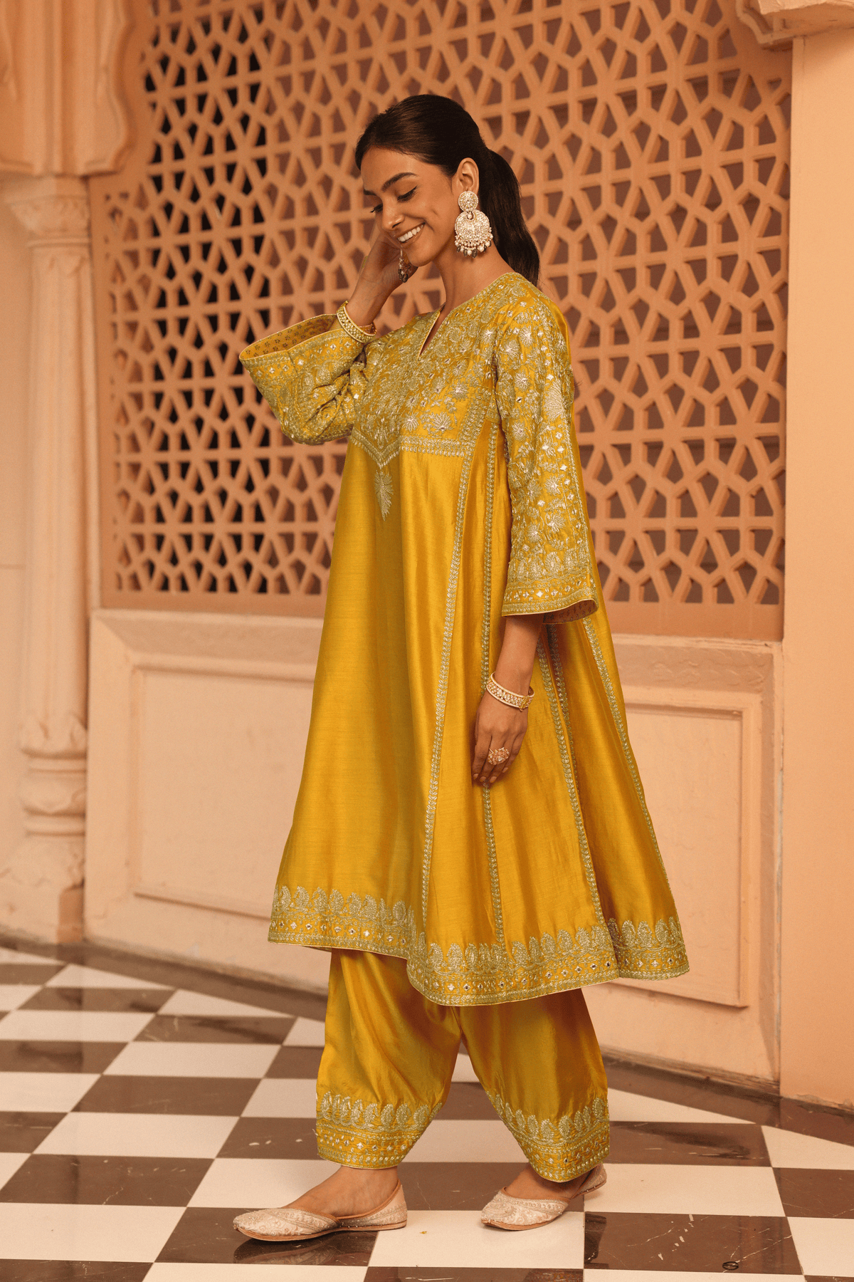 Mustard Chauga With Salwar