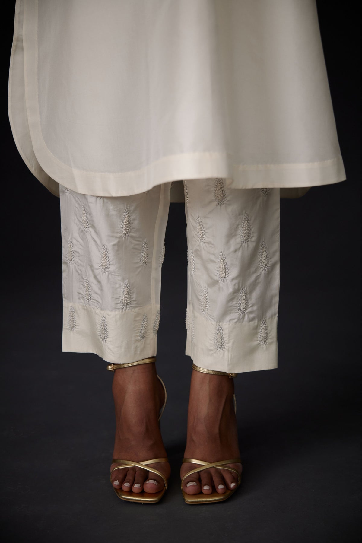 Ivory Embroidered Tunic Set