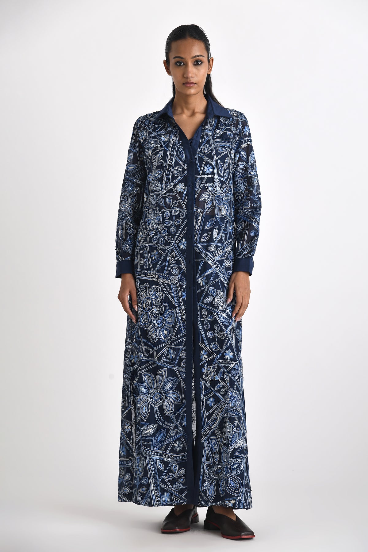 Otillie Embroidered Oververlay Shirt Dress