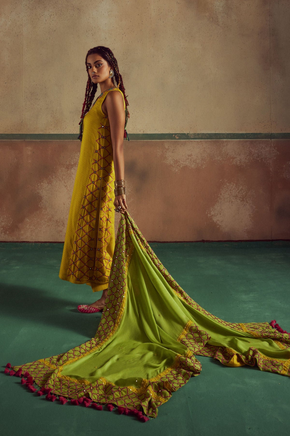 Yellow Suit Set With Dupatta