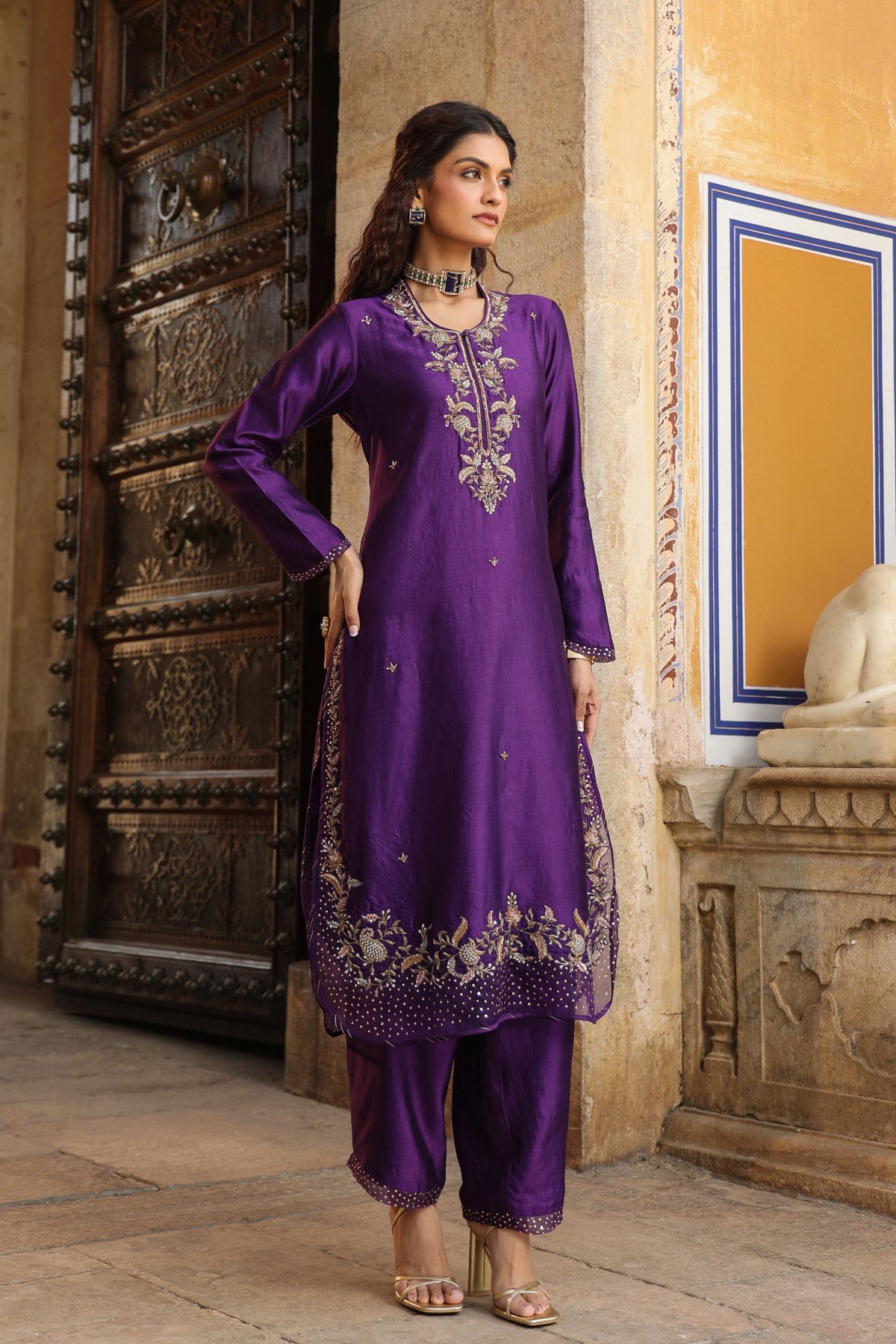 Heavy Long Purple Kurta Set