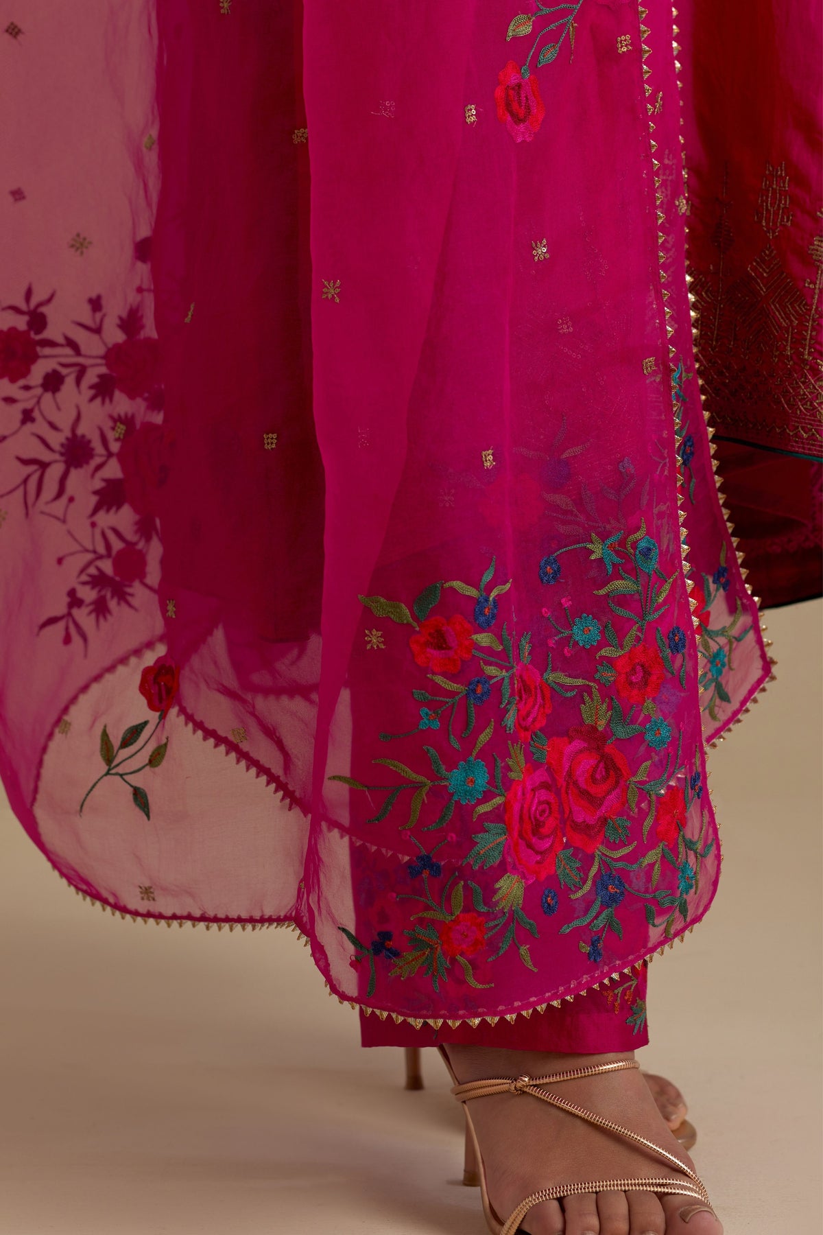 Fuchsia A-line Kurta Set