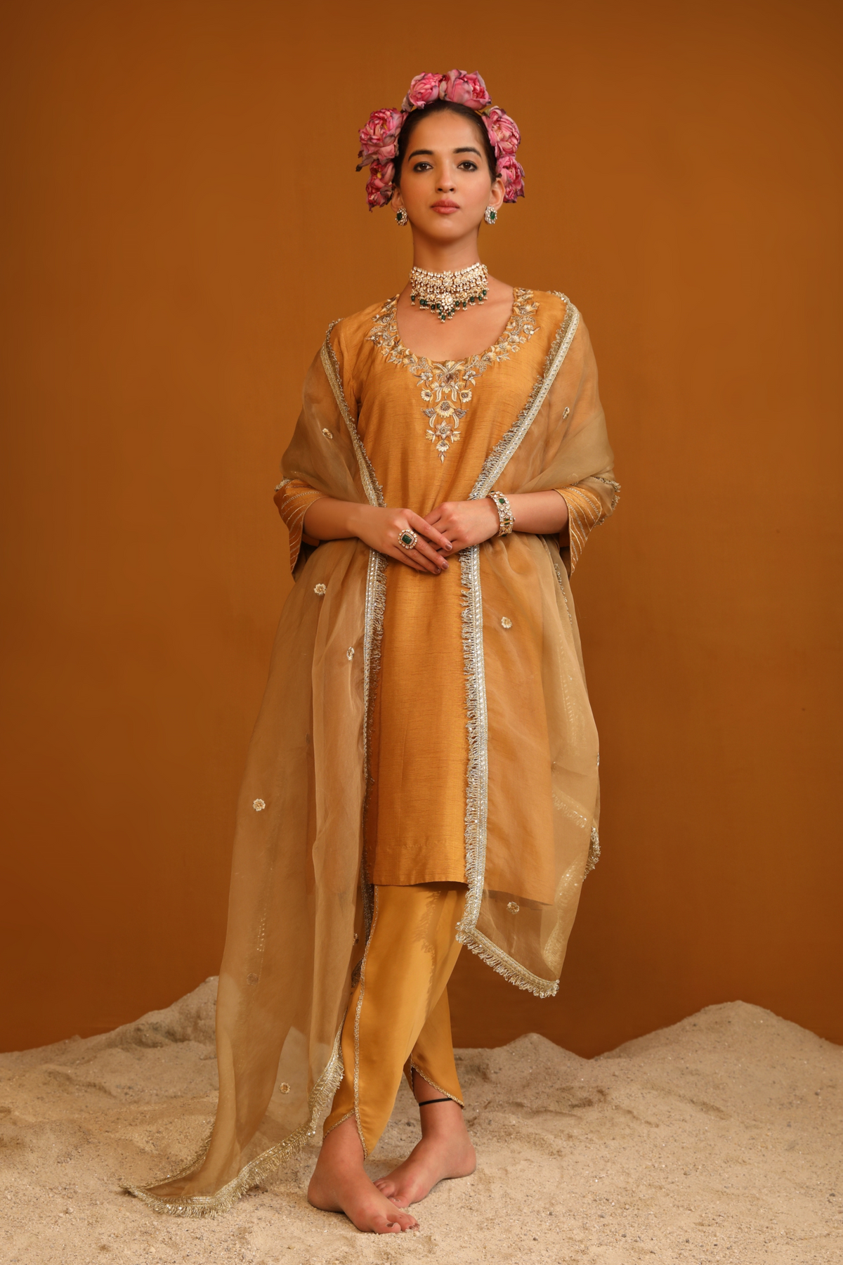 Shabana Gold Kurta Set