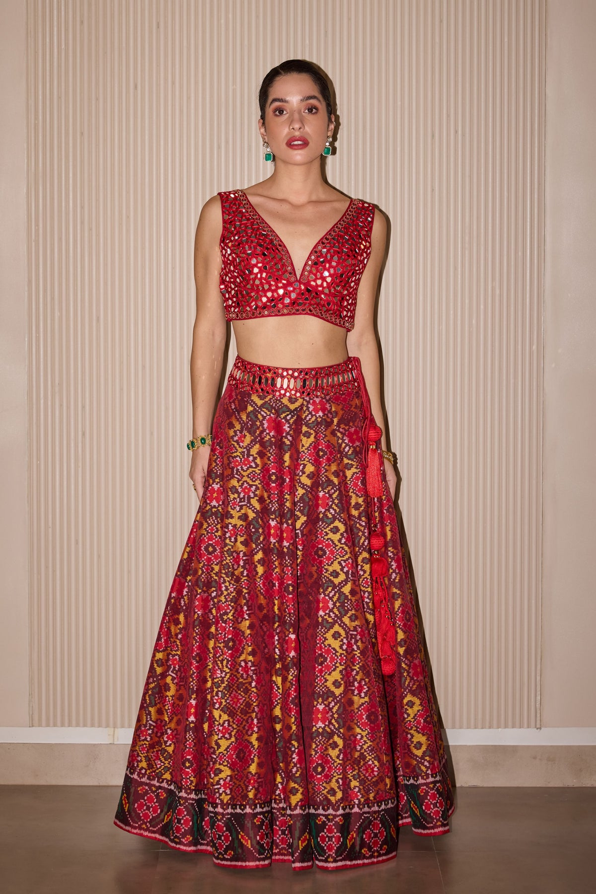 Patola Mirror Work Lehenga