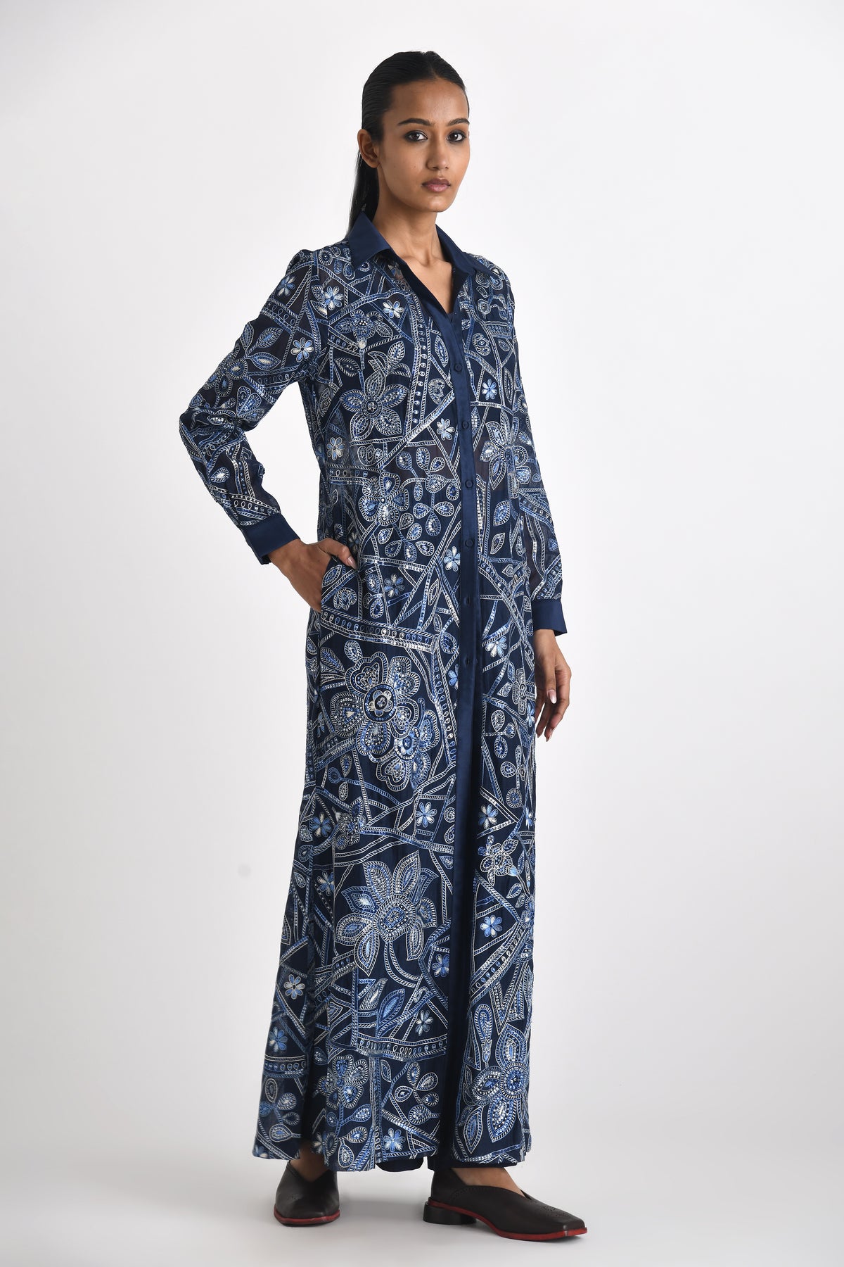 Otillie Embroidered Oververlay Shirt Dress