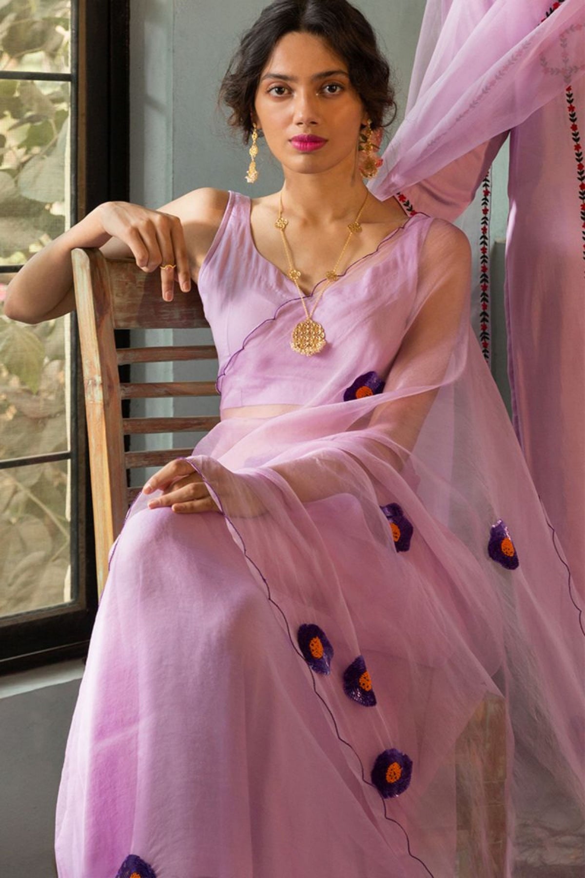 Gul Lavender Saree Set