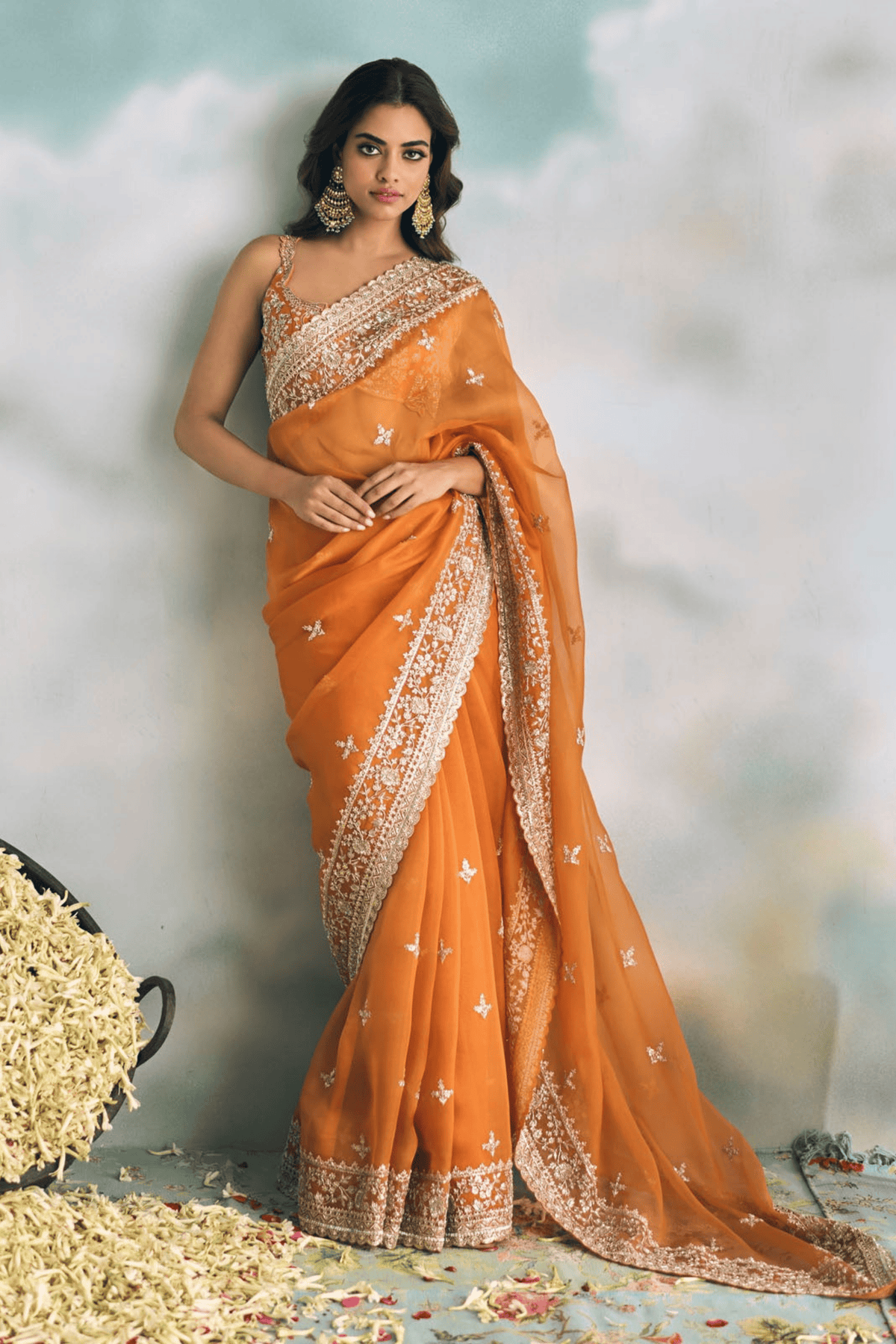 Orange Aanya Saree Set