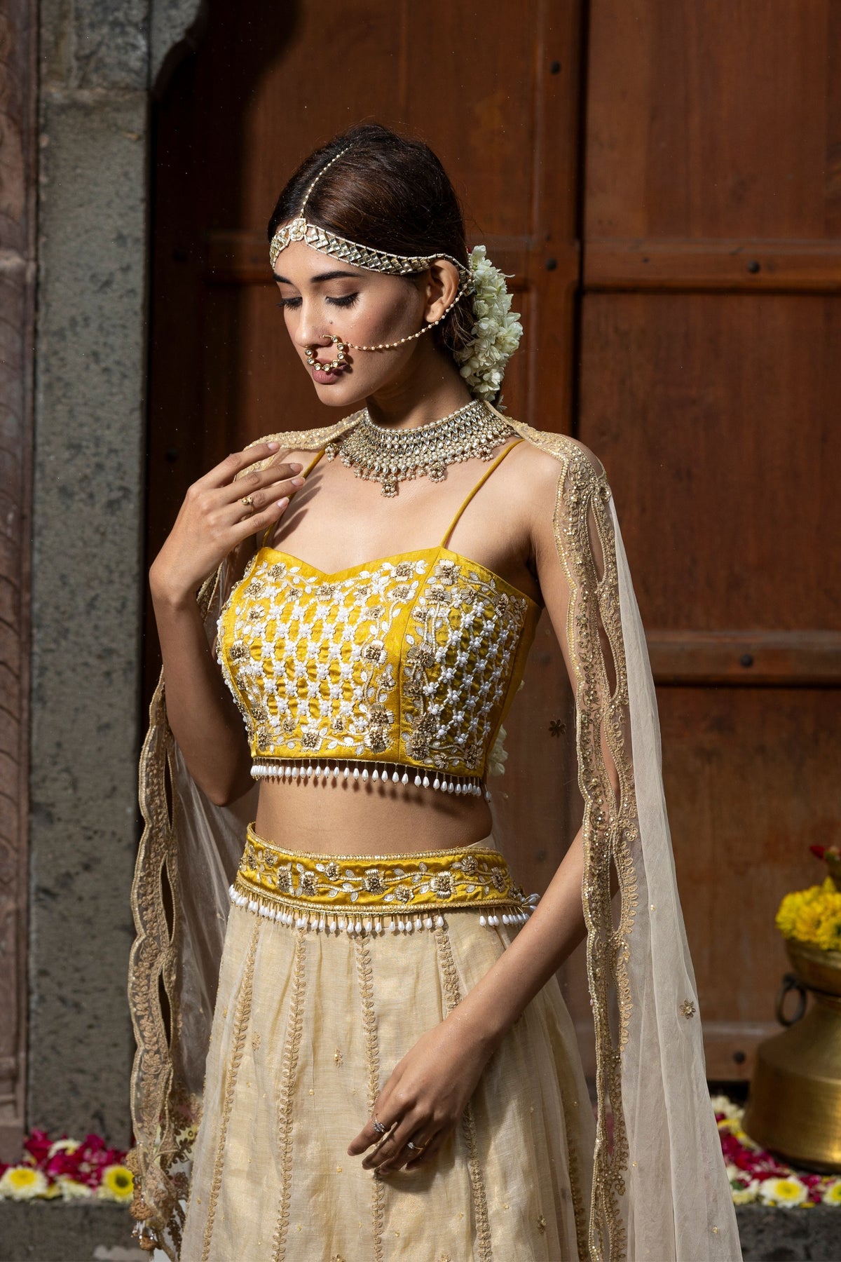 Beige Lehenga Set