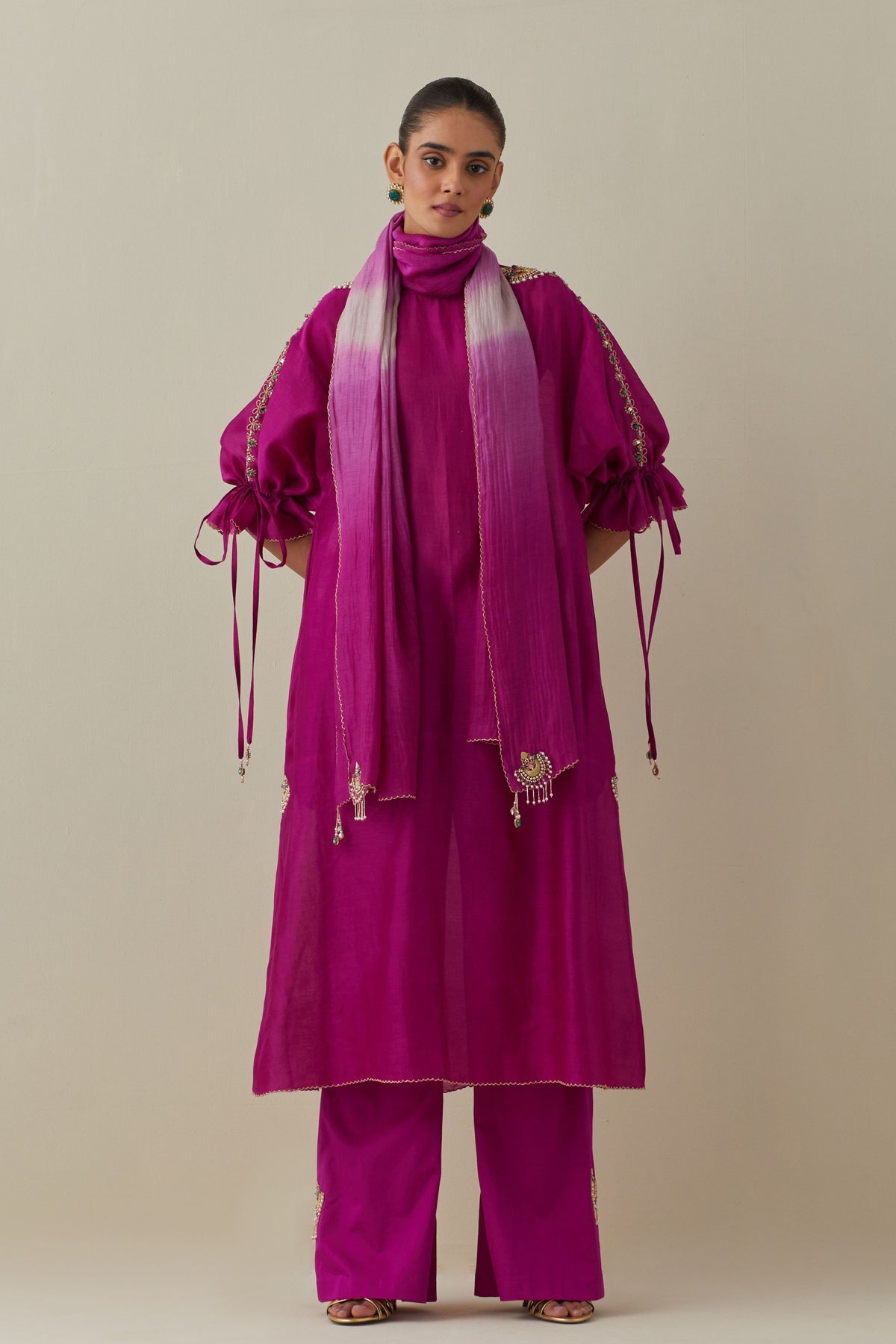 Bia Fuschia Embroidery Kurta Set