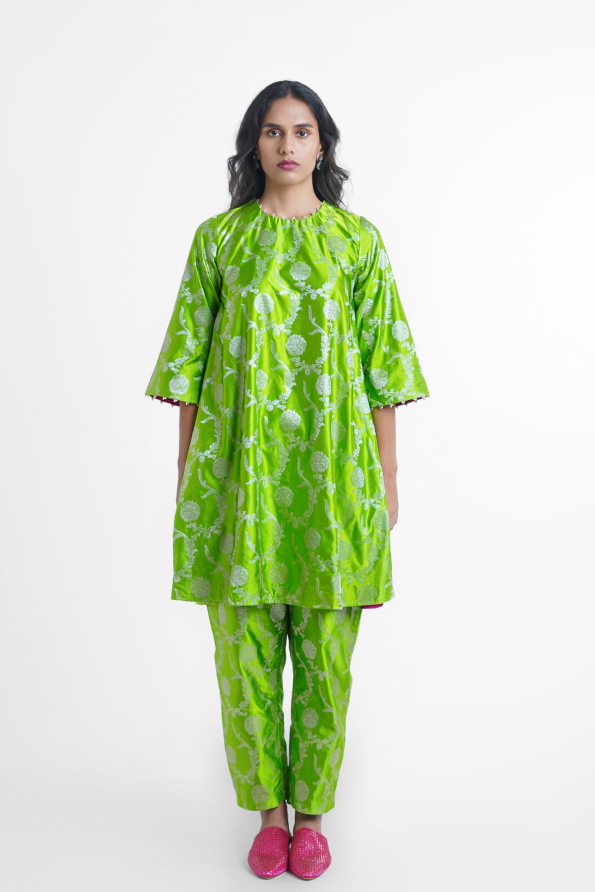 Green Sunheri Kurta Set