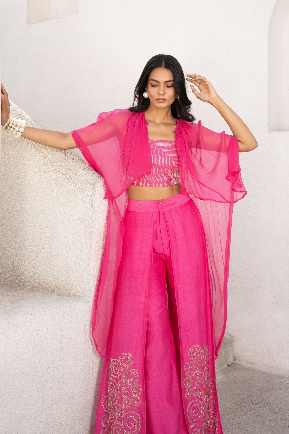 Hot Pink Bandee Cape with Top &amp; Pant