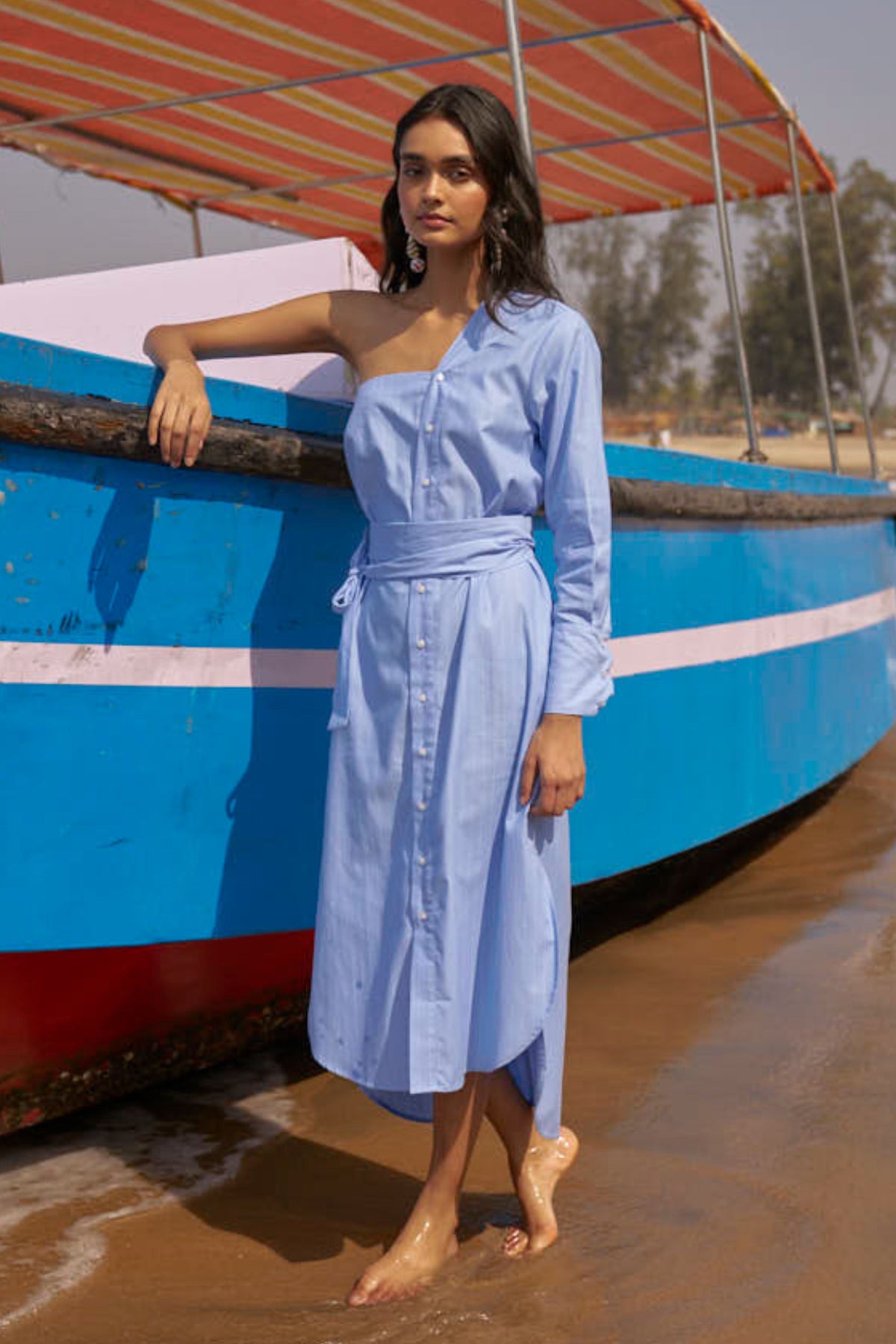 Single Sleeve Shirt Dress