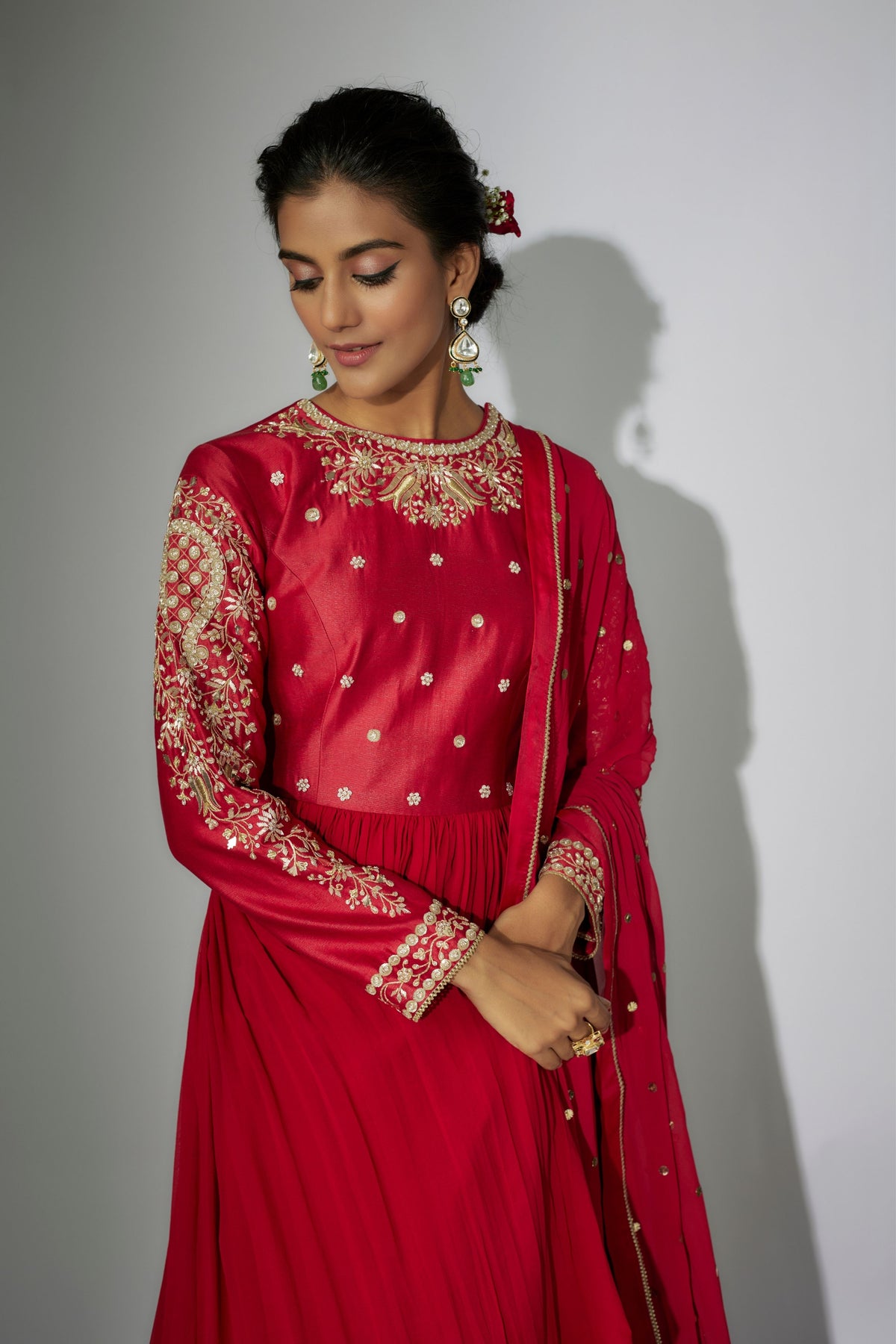 Cherry Red Anarkali Set