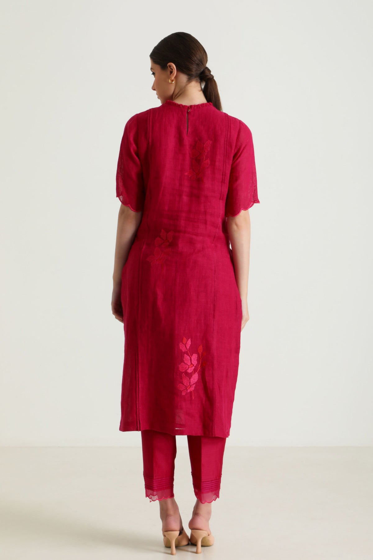 Fushsia Enbroidery Tunic Set