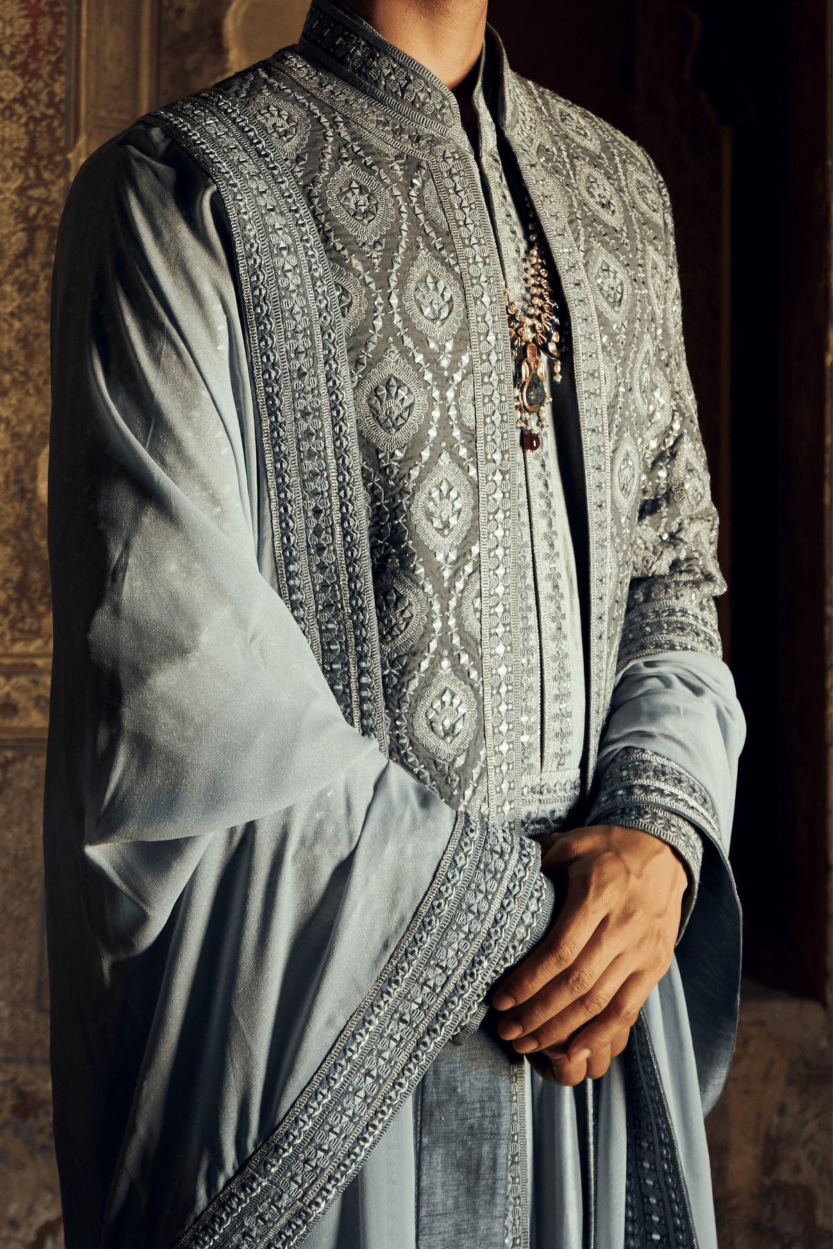 Grey Sherwani Set