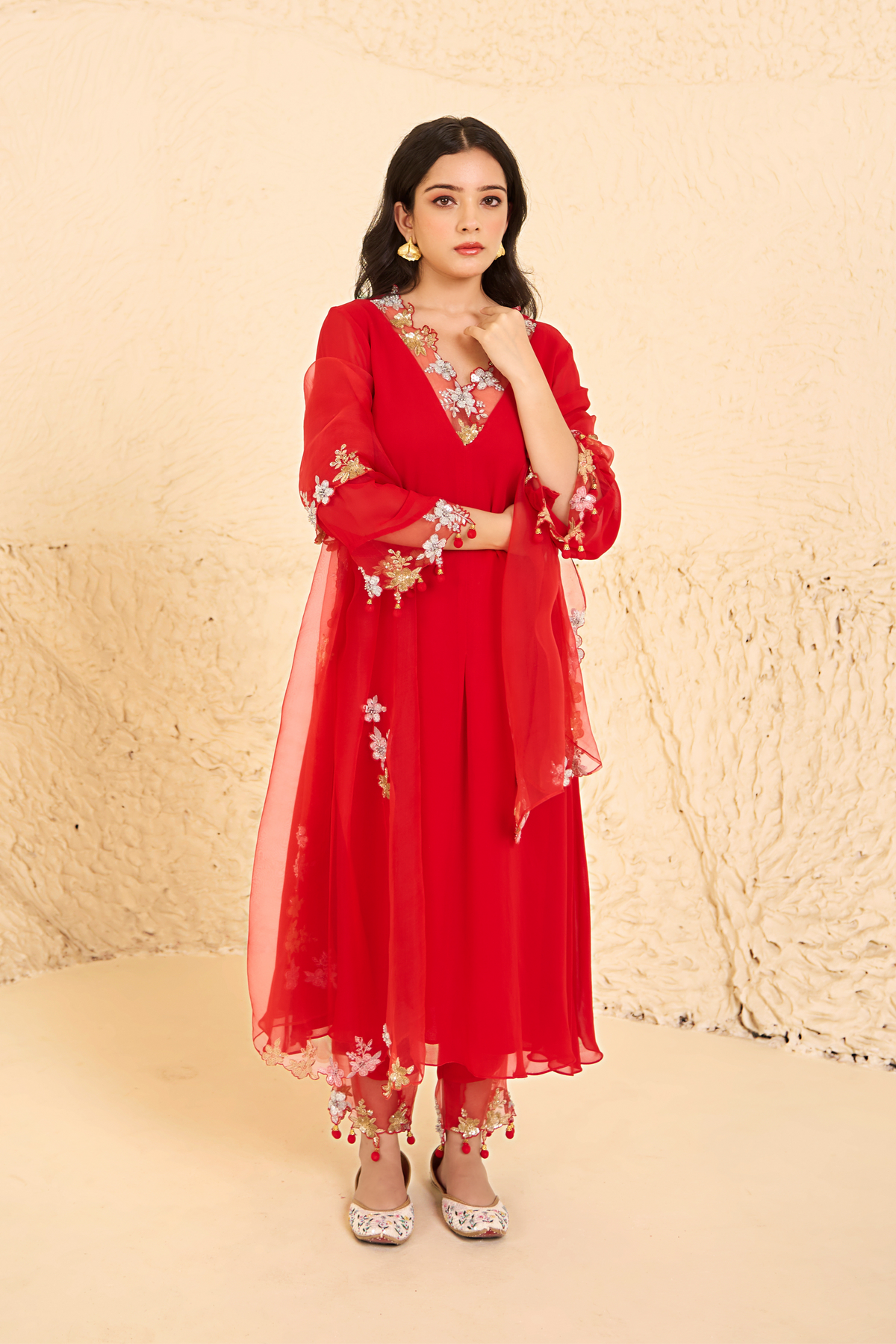 Red Georgette Kurta Set