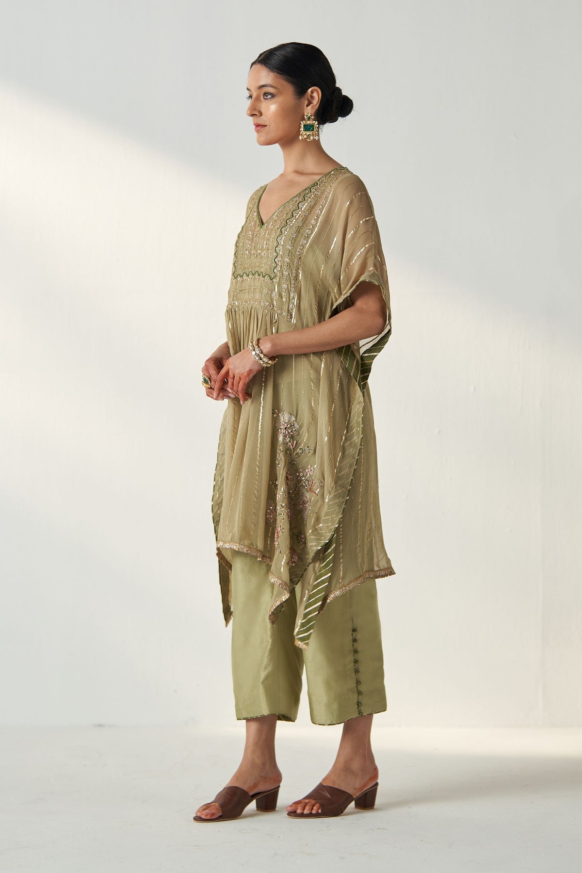 Rabhya Green Kaftan Pant Set