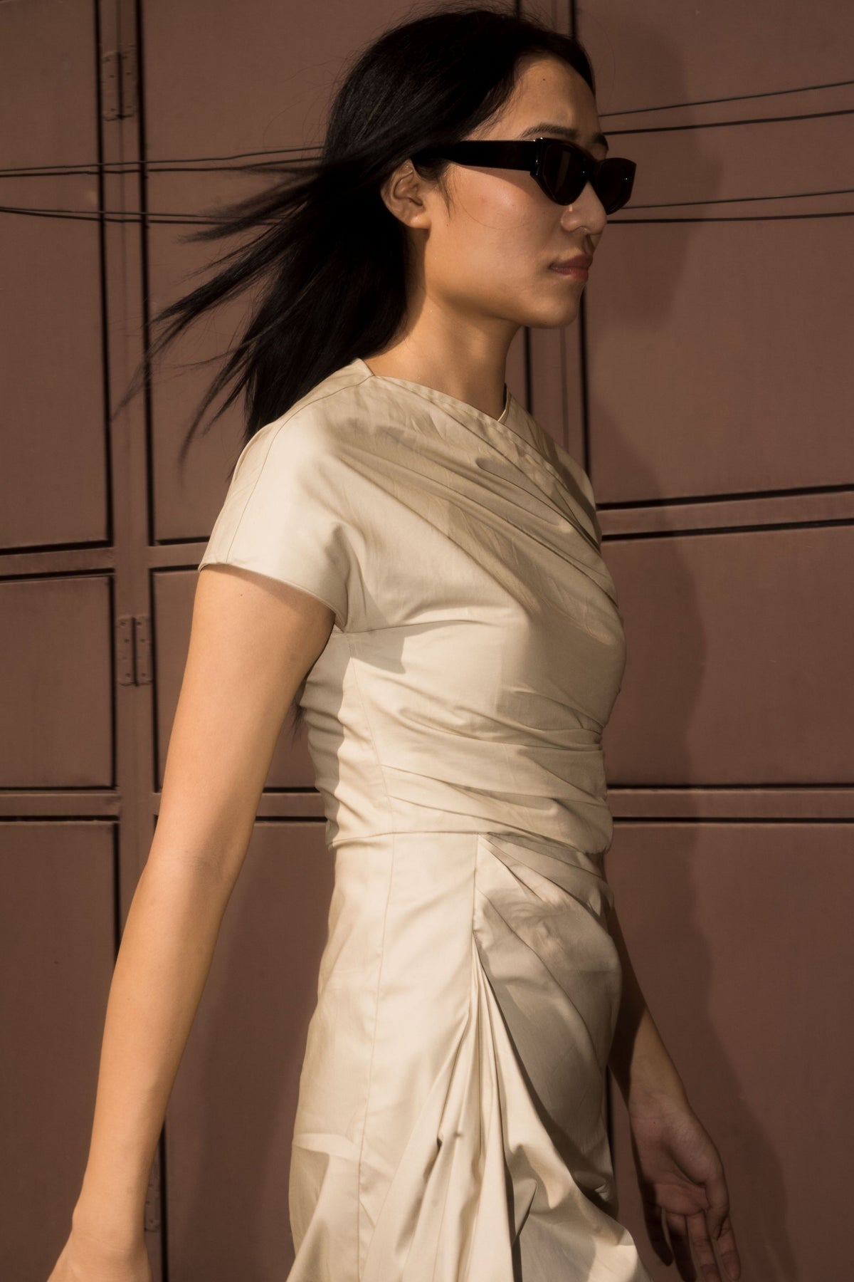 Petra Draped Beige Dress