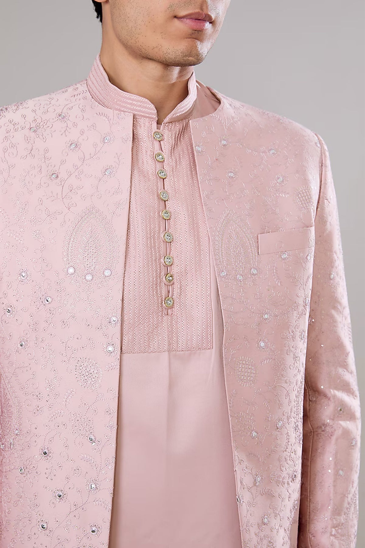 Old Rose Embroidered Short-jacket Set