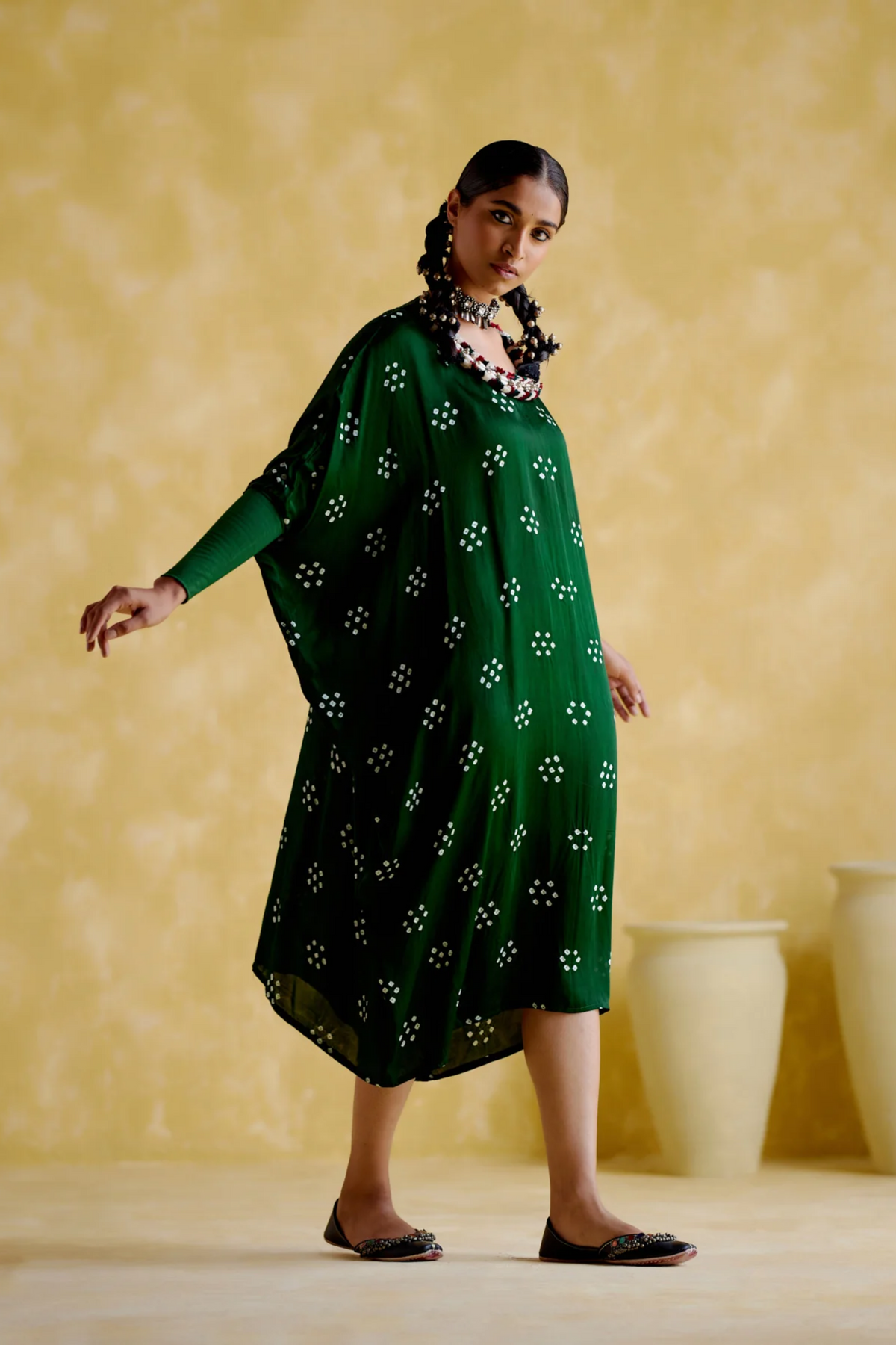 Annapoorna Green Bandhini Kaftan