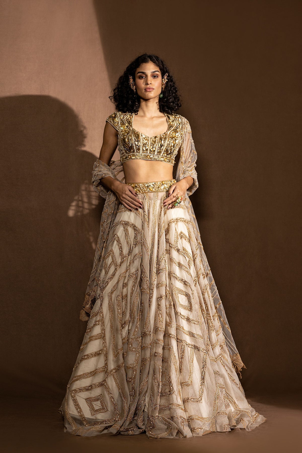 Gold Metallic Lehenga Set