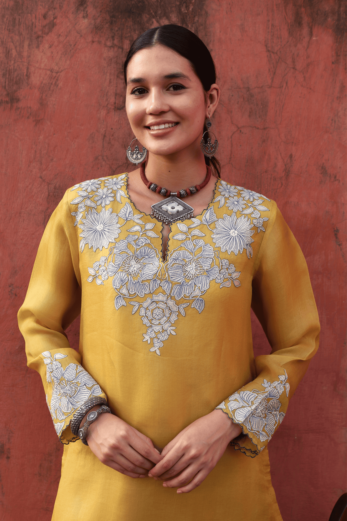 Dusty Lime Embroidered Kurta And Pant