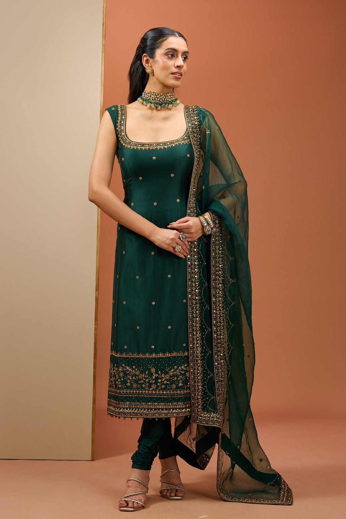 Emerald Green Long Kurta Set