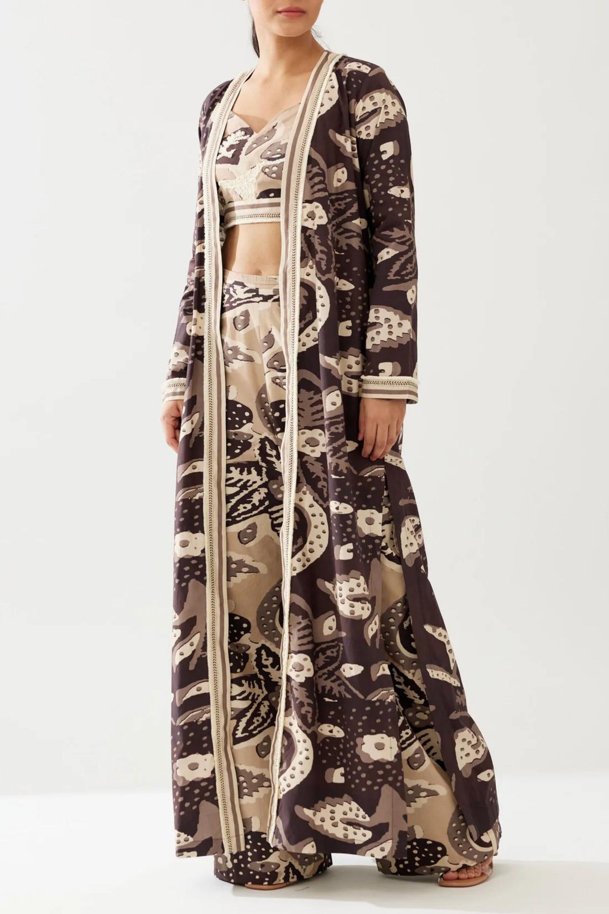 Brown And Cream Floral Cape